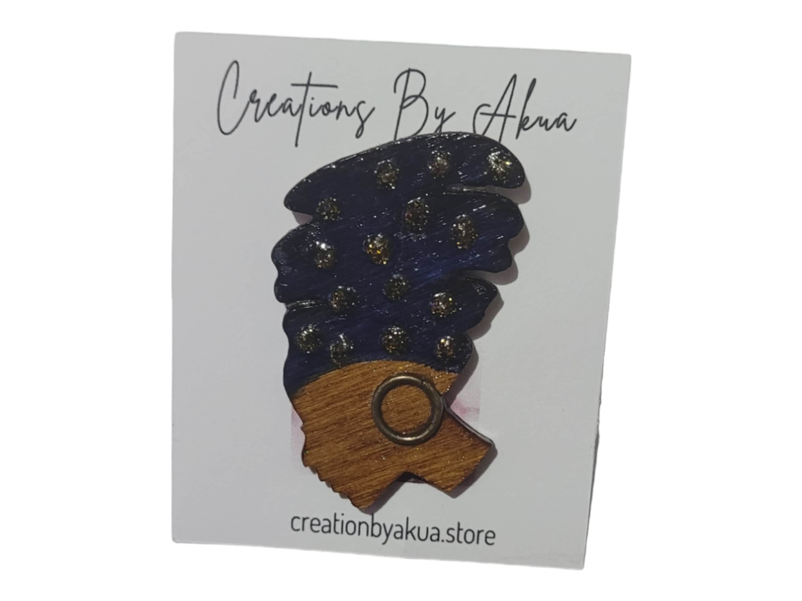 Afrocentric Queen Wood Lapel Pin