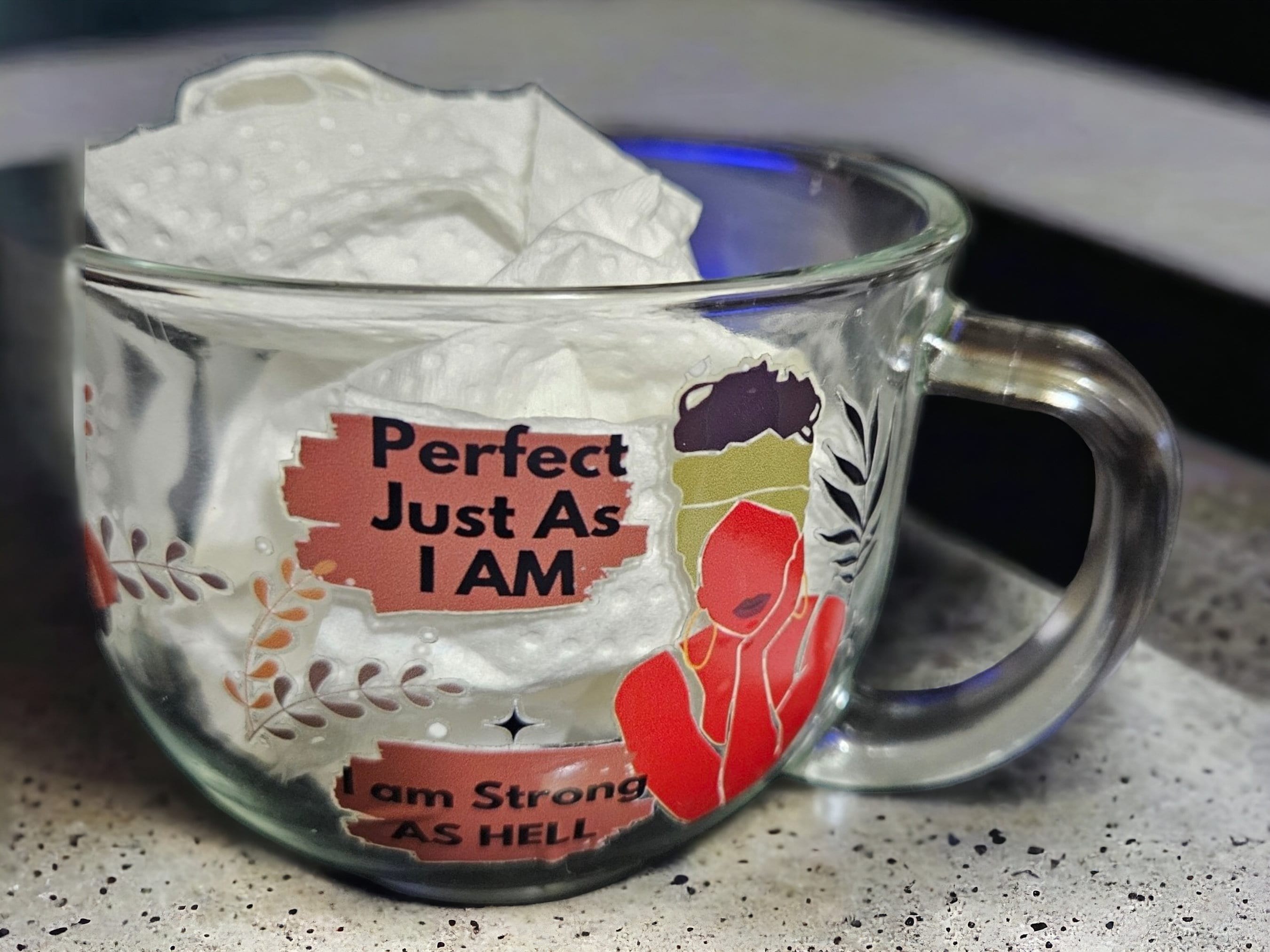 Affimation Afrocentric Glass Coffee Cup,Black Girl Magic,Glass Coffee mug