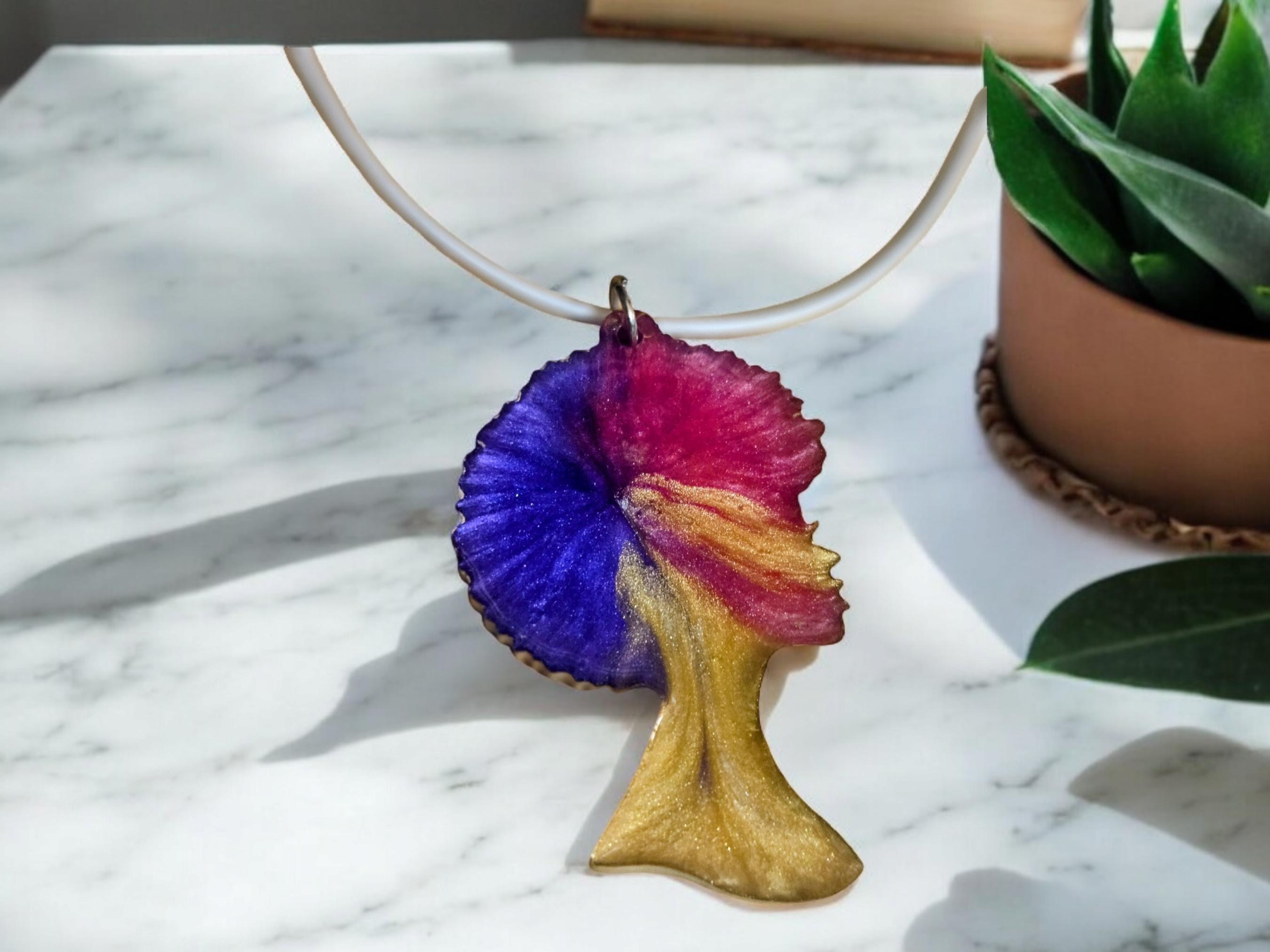 Handmade Afro Woman Resin Necklace view 4