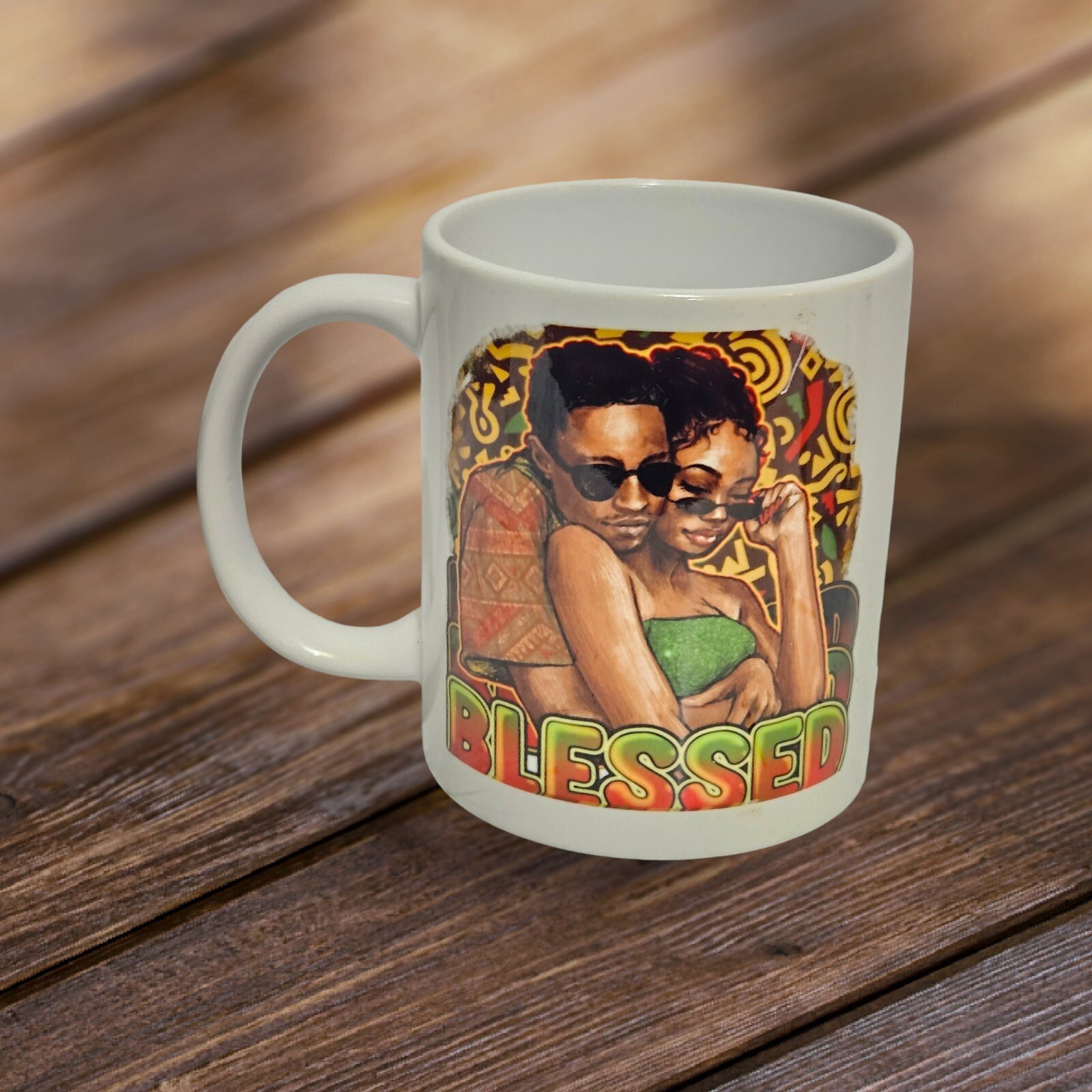Afrocentric Couple Blessed Coffee Mug, Afro American Coffee Mug,Black Woman Boss,Sublimation