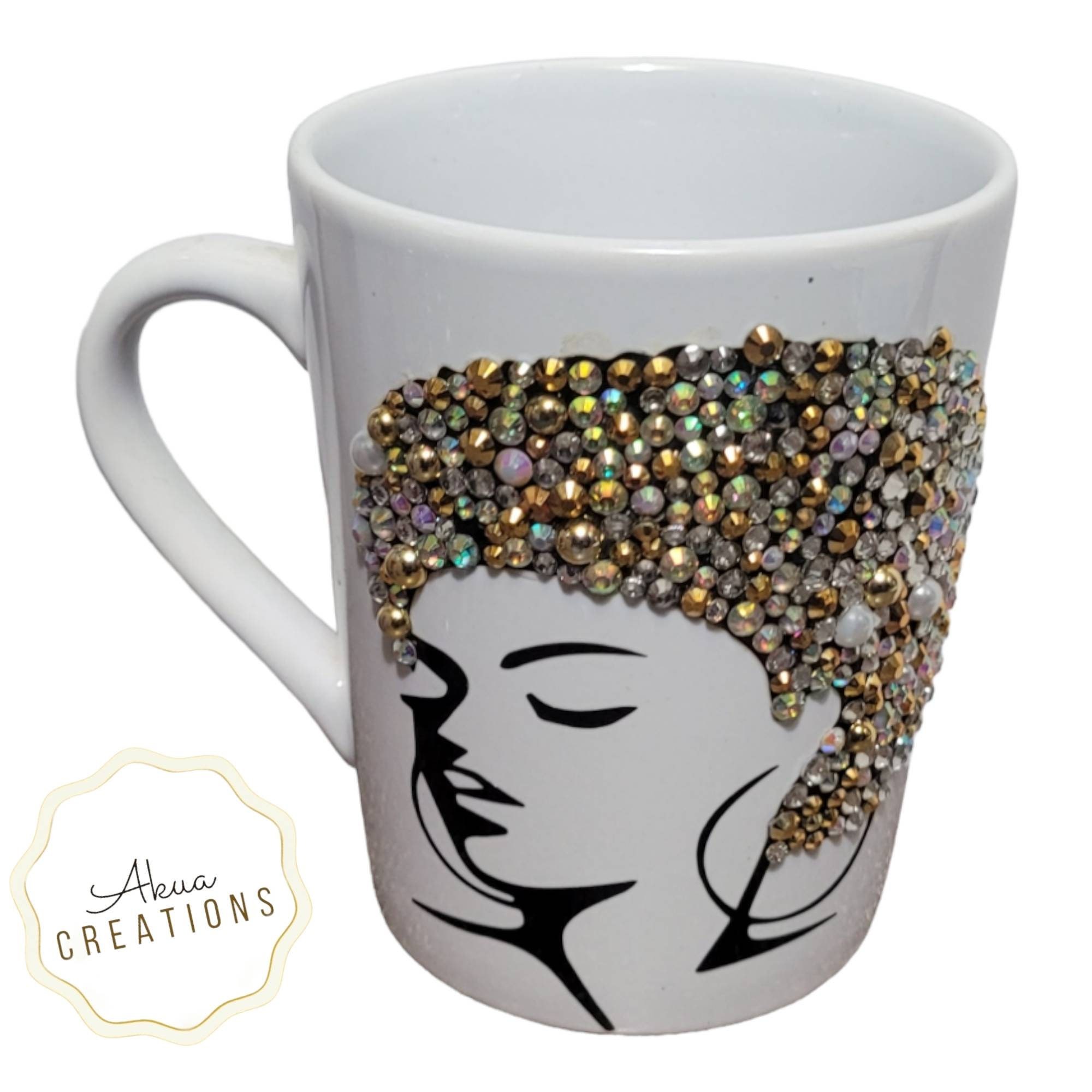 Afrocentric Bling Coffee Mug, Afro American Coffee Mug,Black Woman Boss. Ready to Ship