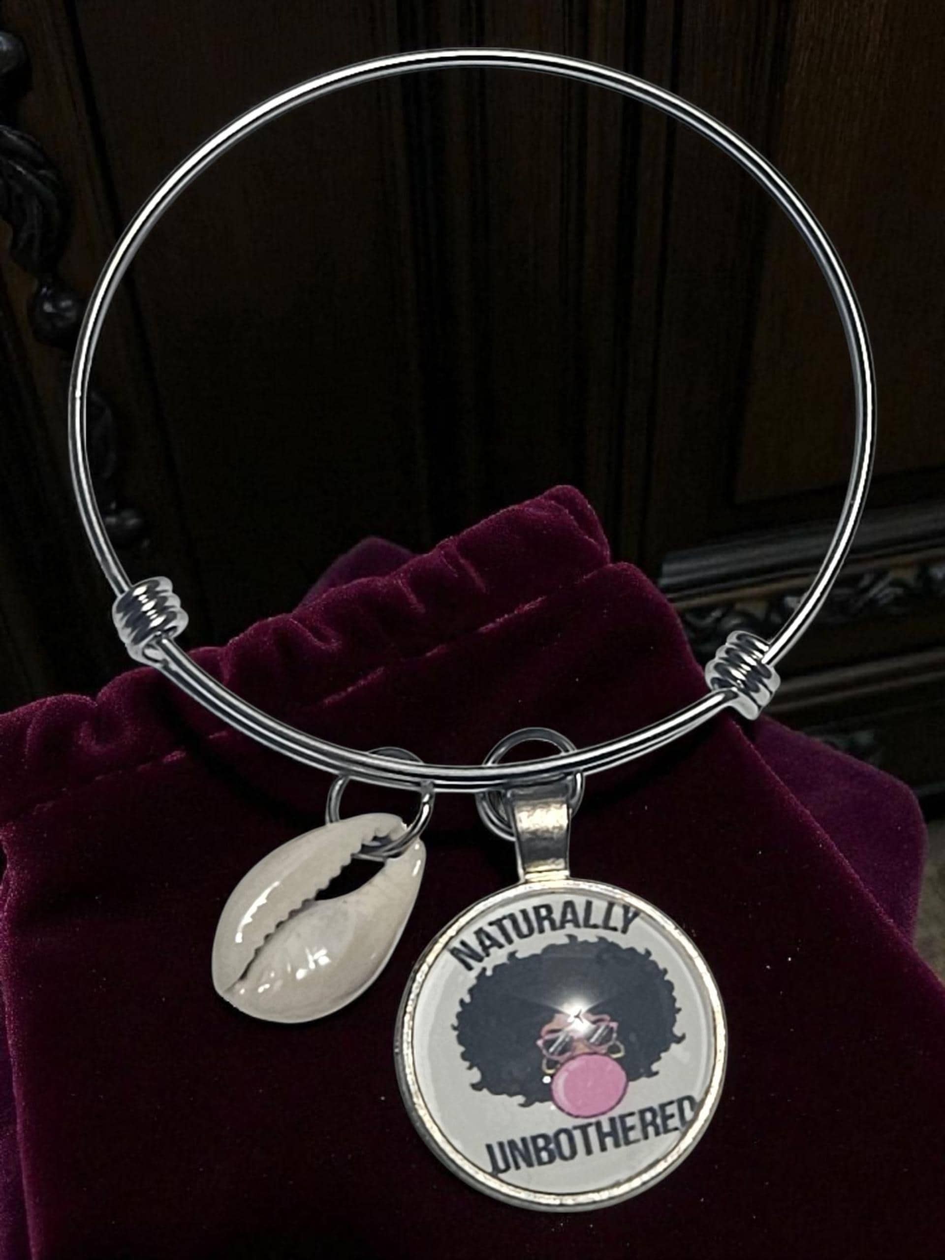 Adjustable African Charm Bracelet naturally unbothered, Stainless Steel Adjustable BraceletFree shipping view 3