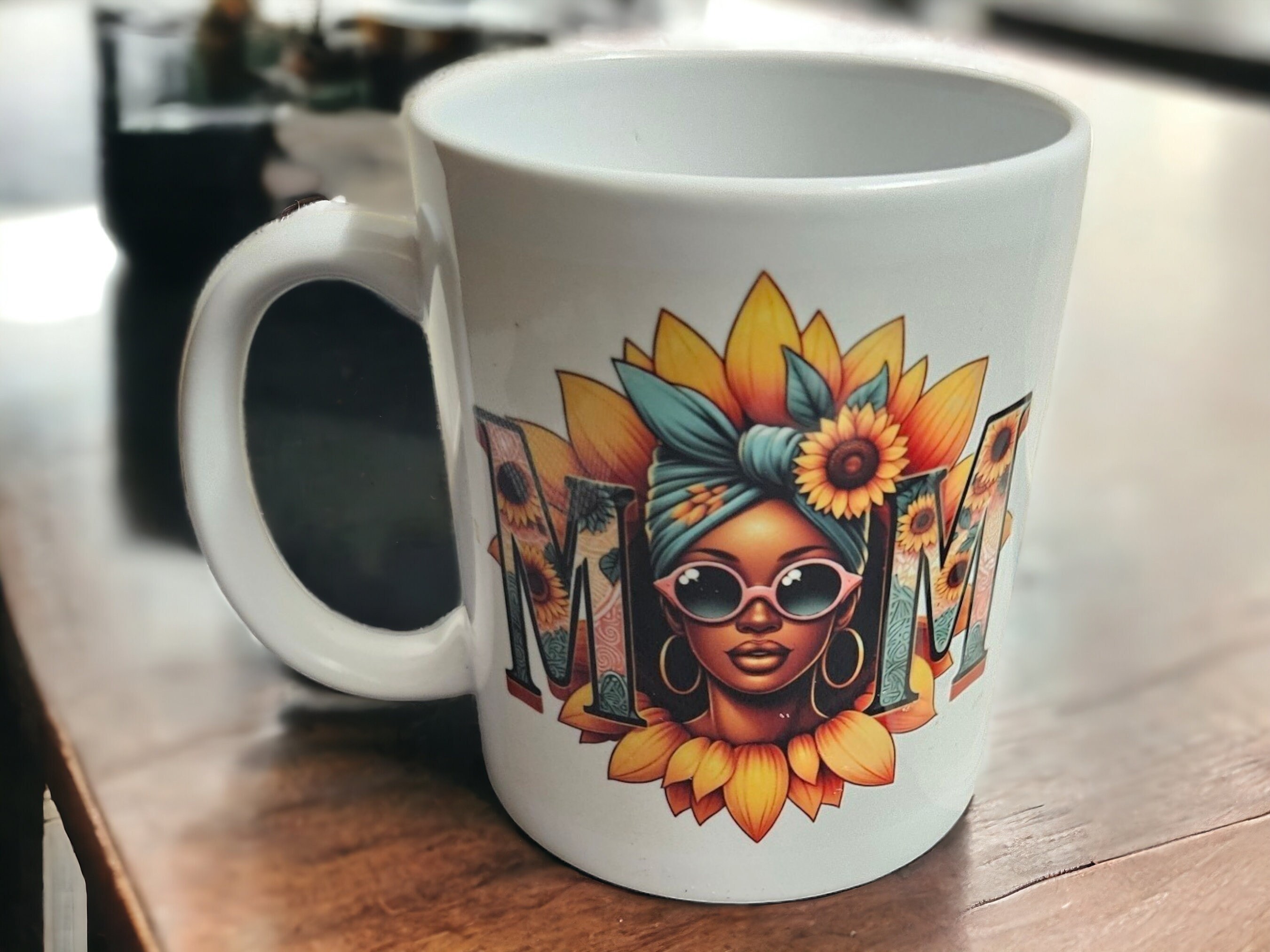 MOM Afrocentric Coffee Mug, Afro American Coffee Mug,Black Woman Boss