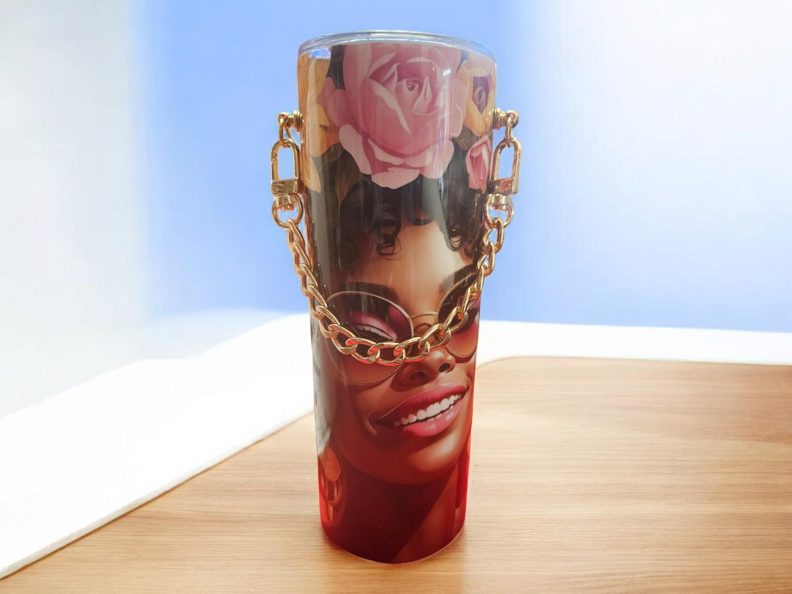 CHAIN Purse Floral Majesty Afrocentric Tumbler,Afrocentric Woman 20oz Tumbler