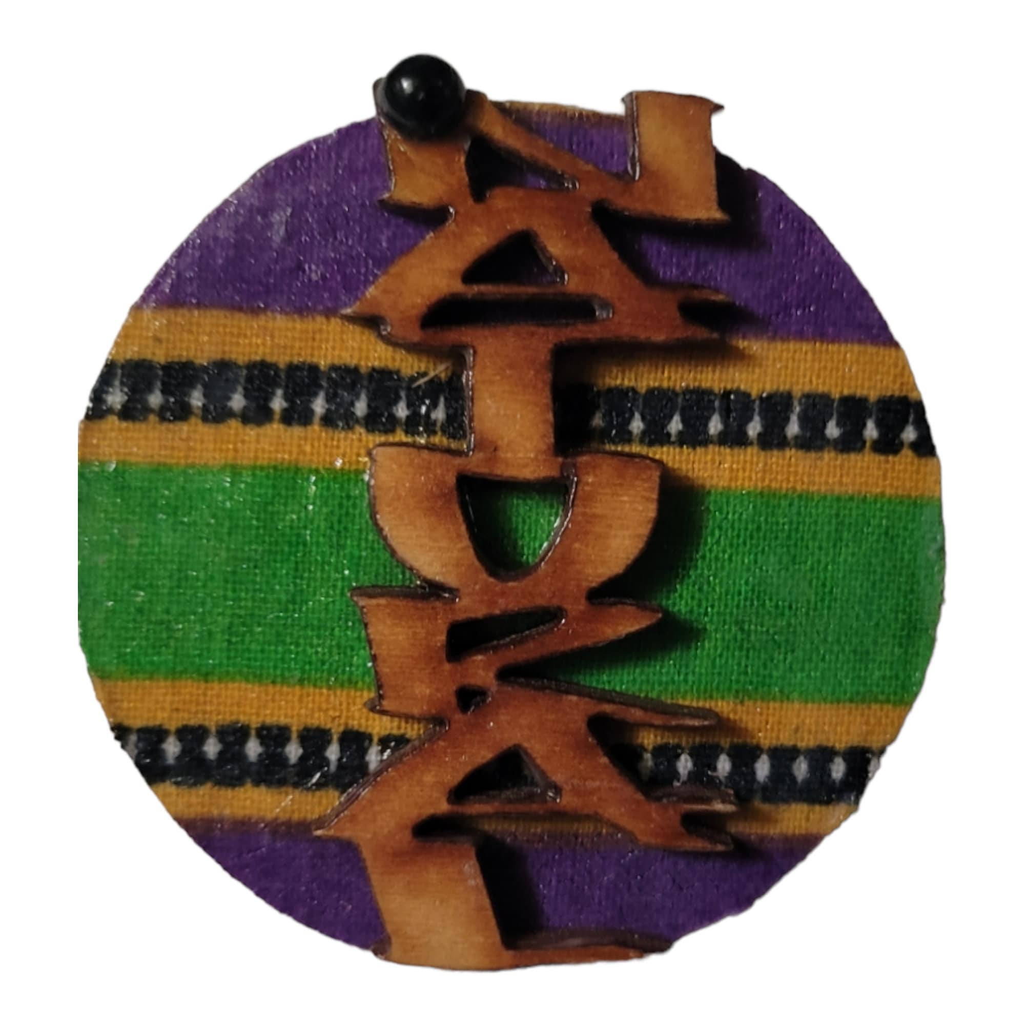 Afrocentric fabric and Wood Lapel Pin,Afrocentirc Fabric
