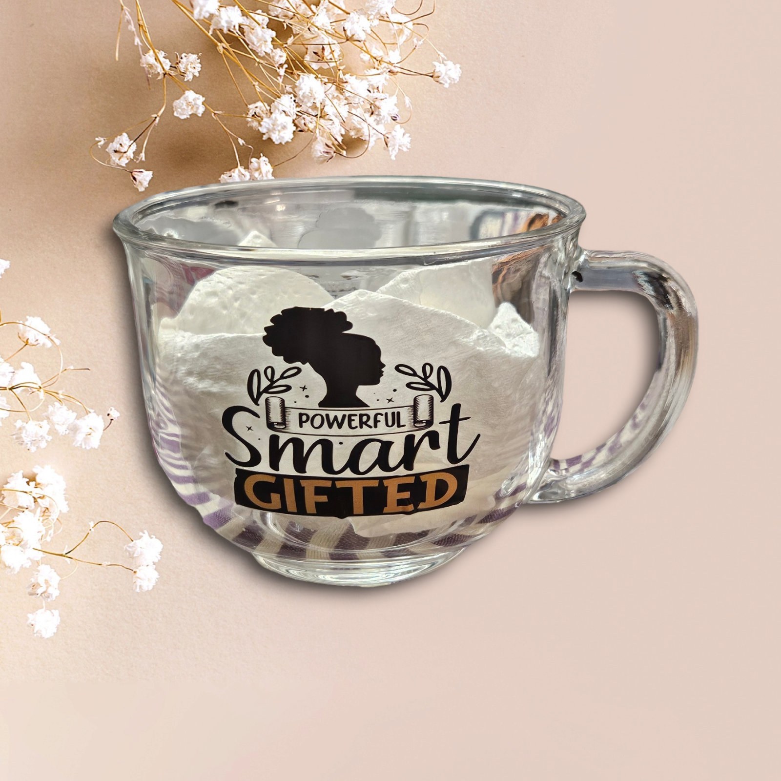 Powerful Smart and Gifted,Afrocentric Glass Coffee Cup