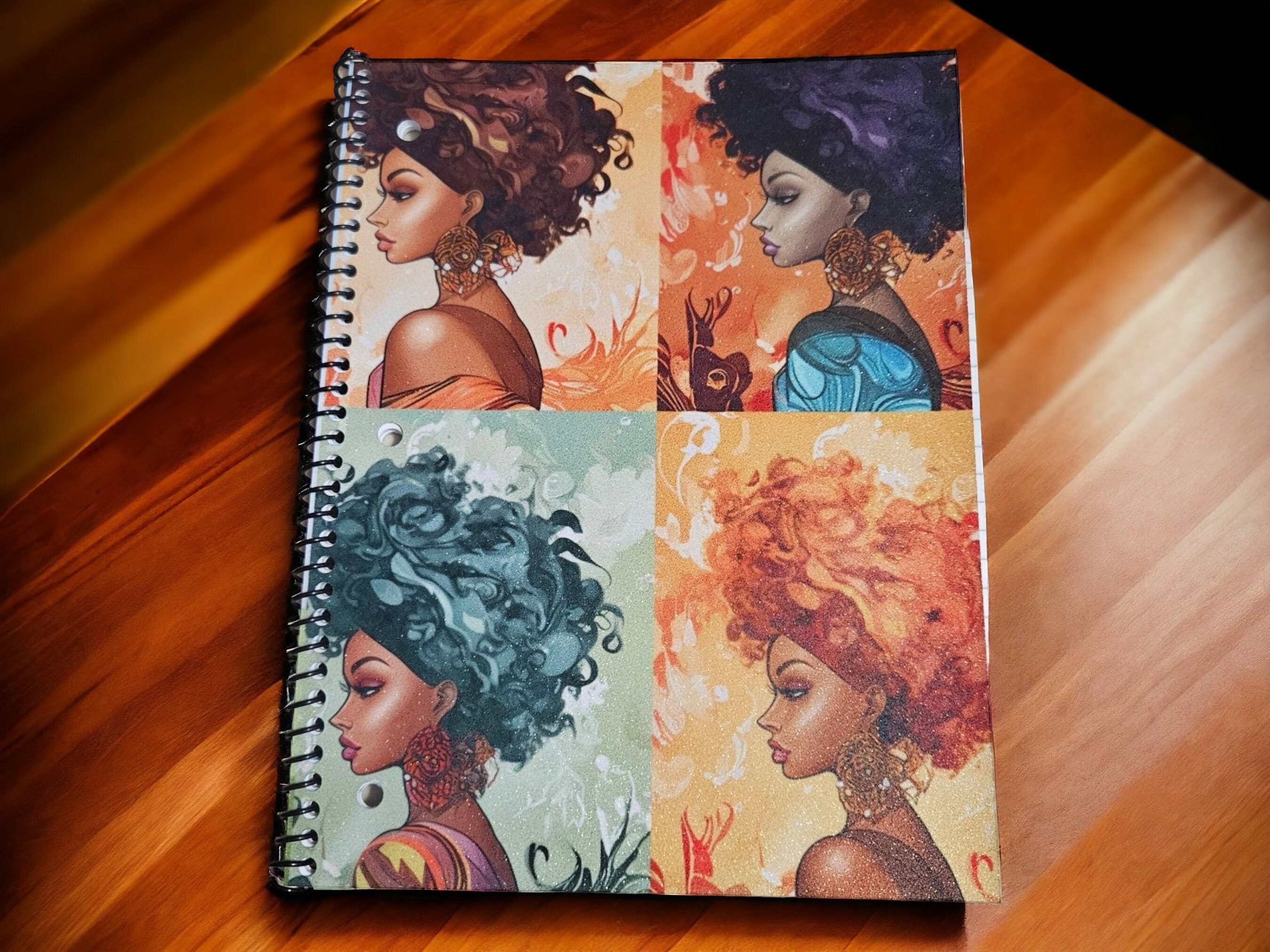 Afrocentric Glitter Cover Spiral Notebook:,Black Girl Magic