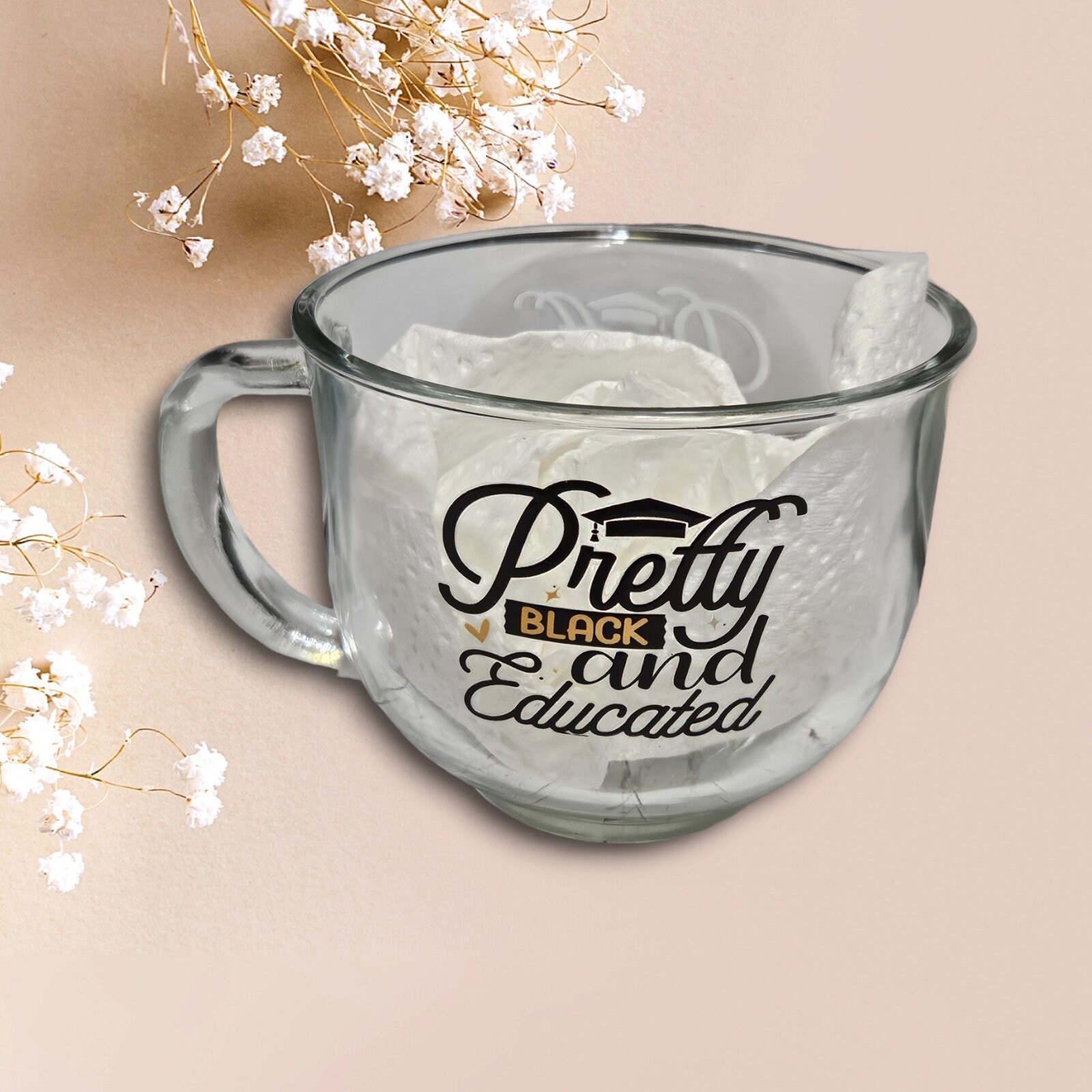 Pretty Black and Educated Afrocentric Glass Coffee Cup view 3