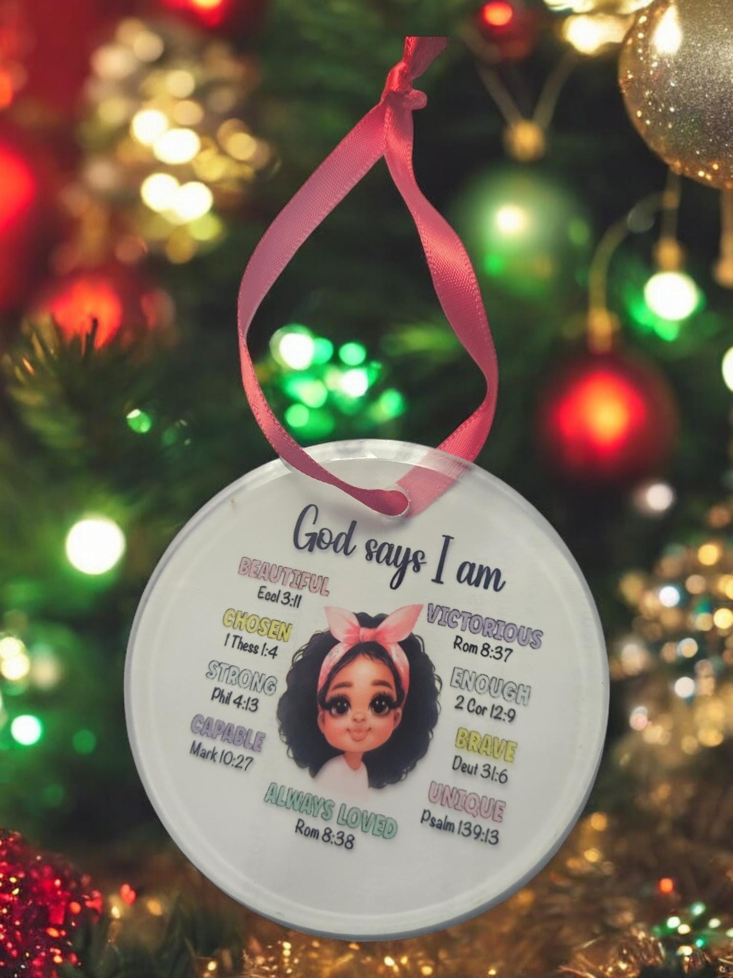 Handcrafted Glass Christmas Ornaments - Unique Holiday Decorations Afro American Christmas ornament view 2