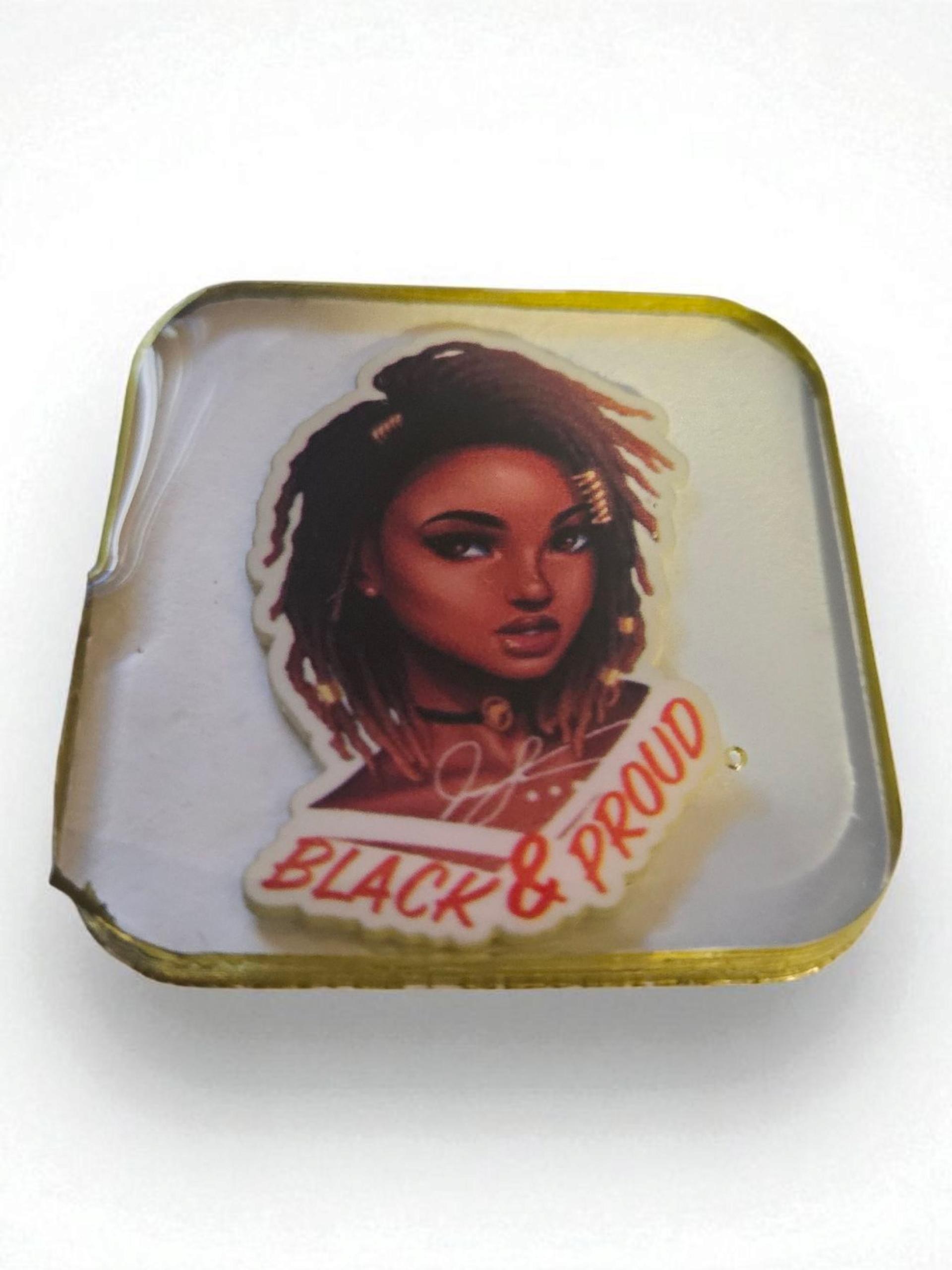 BLACK and Proud Afrocentric Resin Lapel Pin
