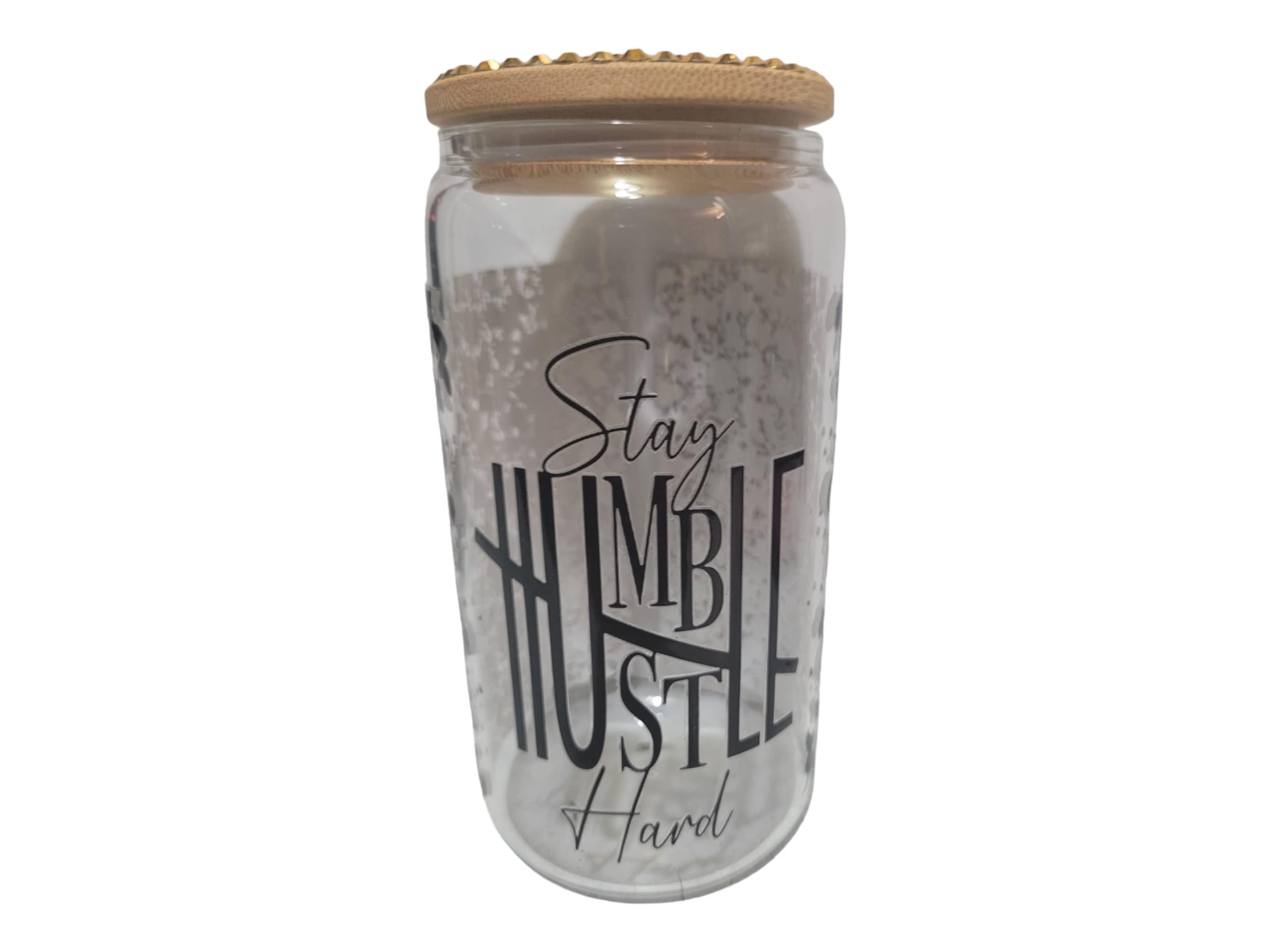 STAY Humble Hustle hard ,BeerCan,Glass,Ice Coffee Glass,Housewarming Gift, Afrocentric, Afro,bling