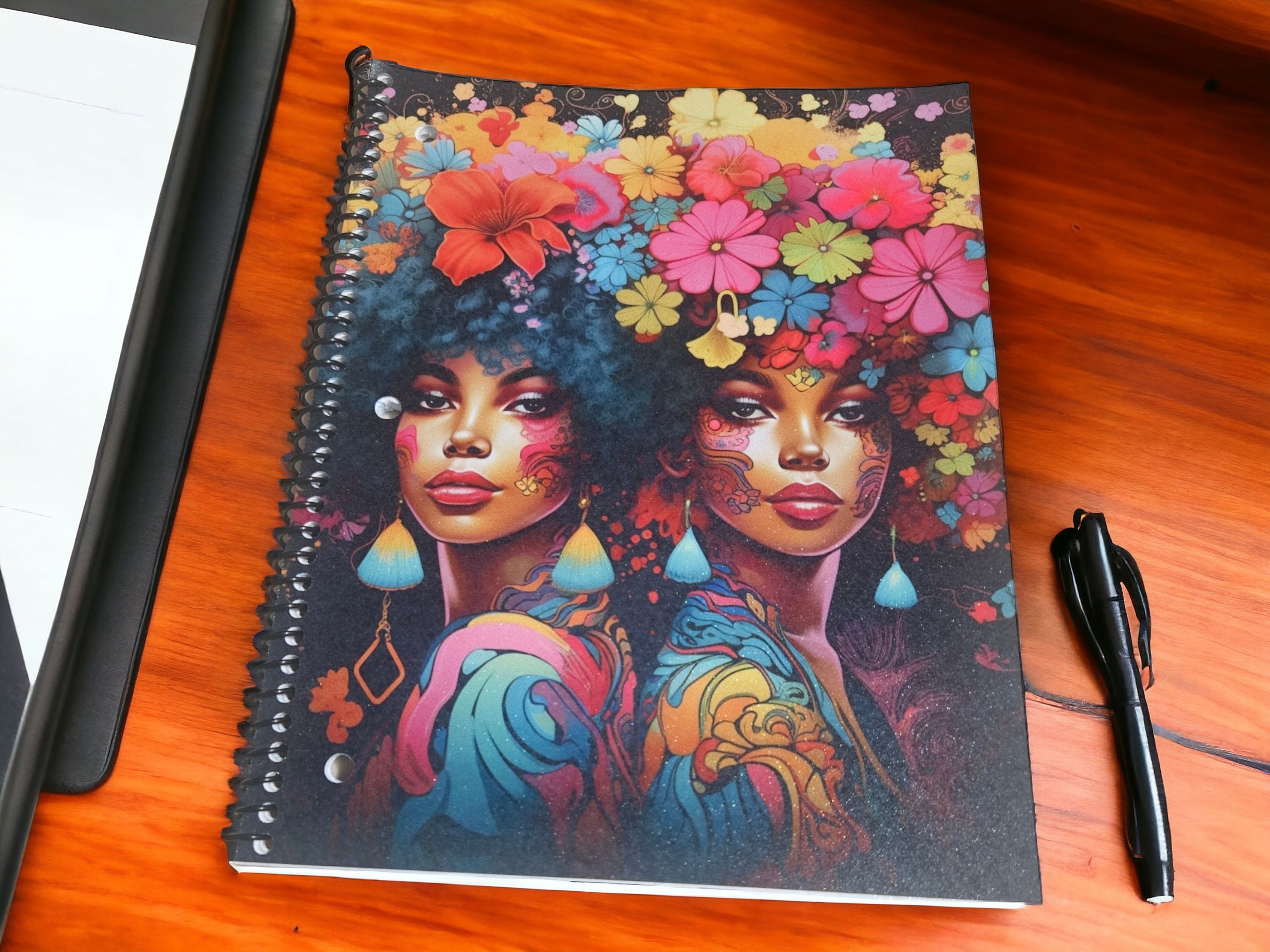 Afrocentric Glitter Cover Spiral Notebook:,Black Girl Magic