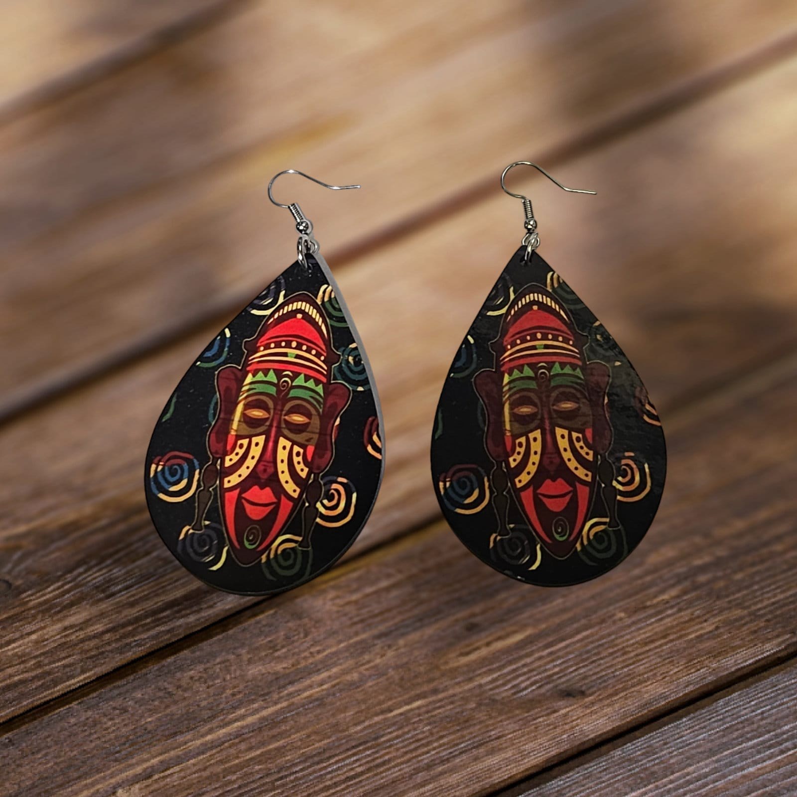 Afrocentric earrings, African prints Black Girl Magic,Teardrop Earrings view 2
