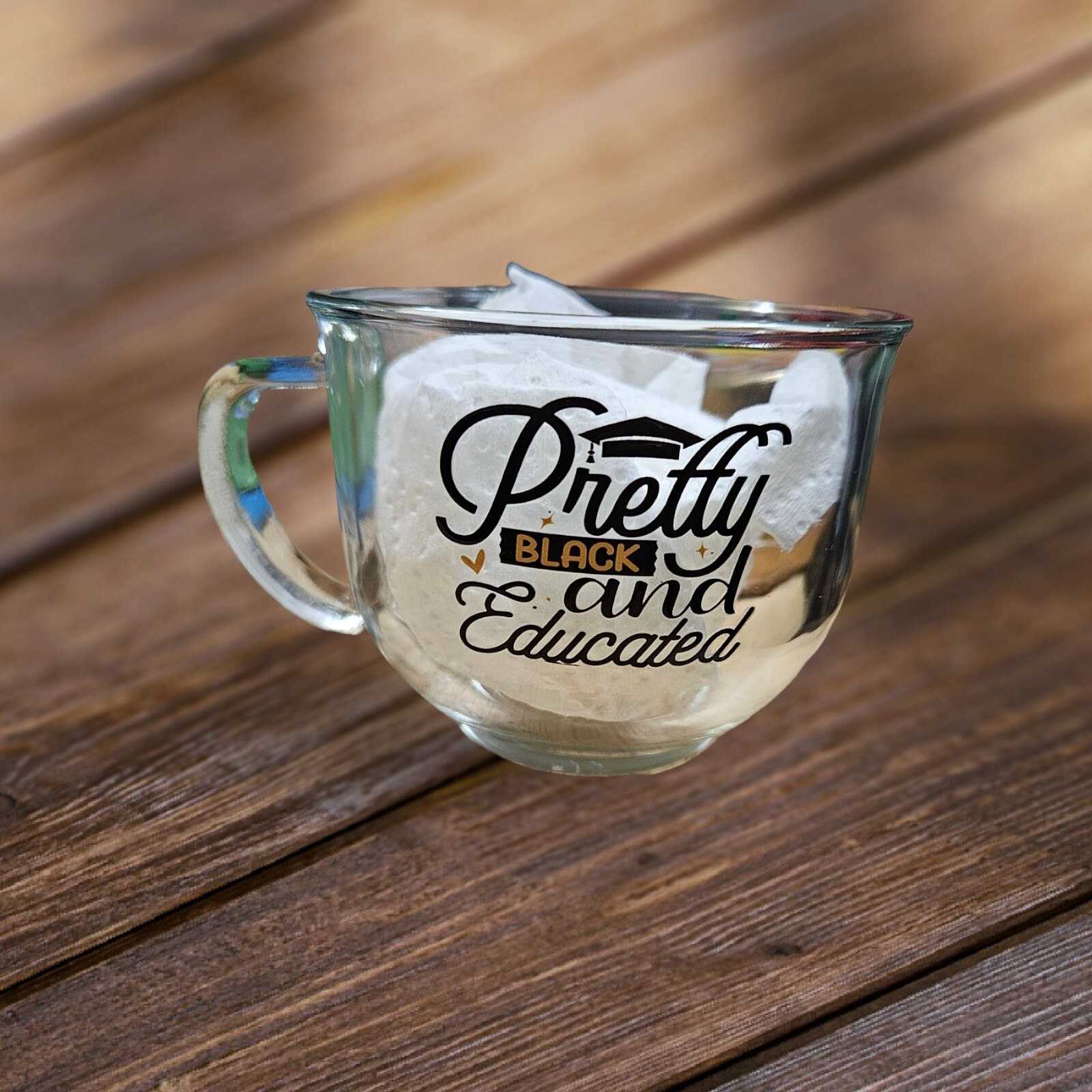 Pretty Black and Educated Afrocentric Glass Coffee Cup view 2