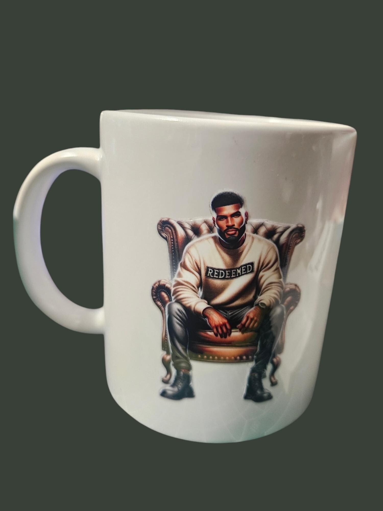 Redeemed Coffee Mug. Afrocentric man praying-Celebrate Black Excellence! view 2