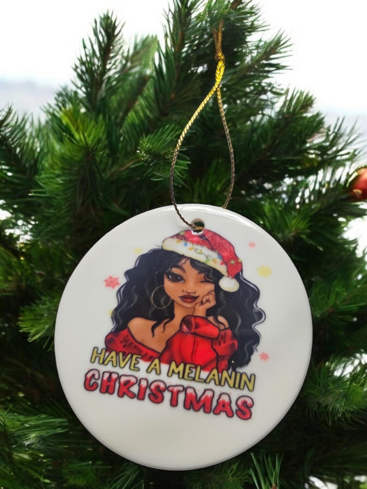 Handcrafted Ceramic Christmas Ornaments - Unique Holiday Decorations Afro American Christmas ornament