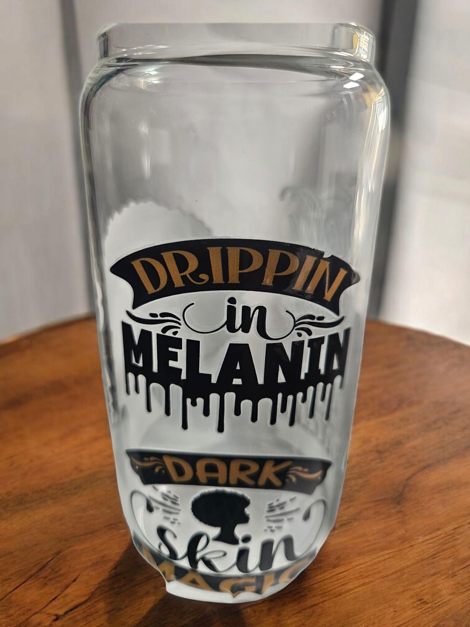 Black Girl Magic ,BeerCan,Glass,Ice Coffee Glass,Housewarming Gift, Afrocentric, Afro view 3