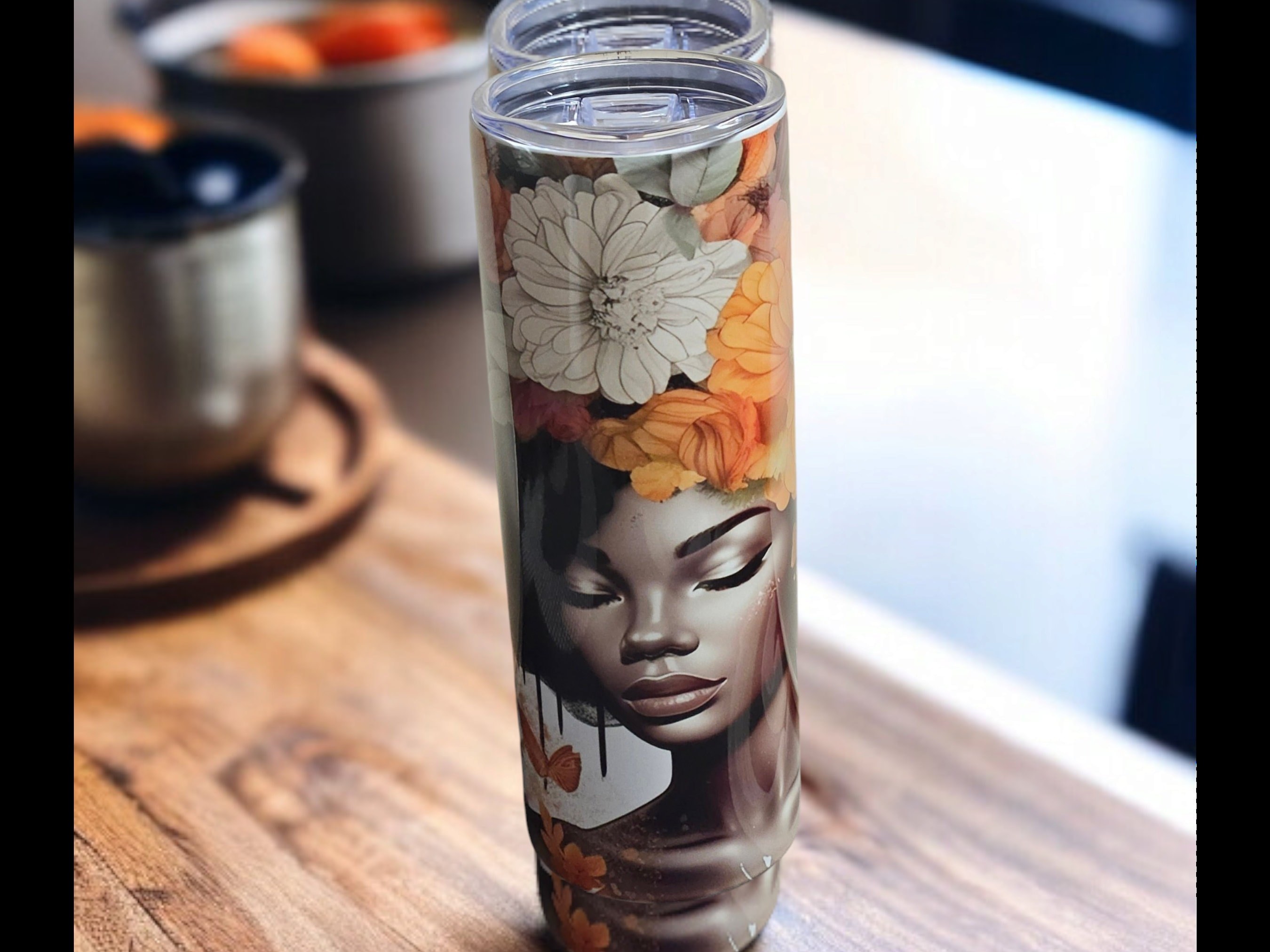 Chain Purse Floral Majesty Afrocentric Tumbler,Afrocentric Woman 20oz Tumbler