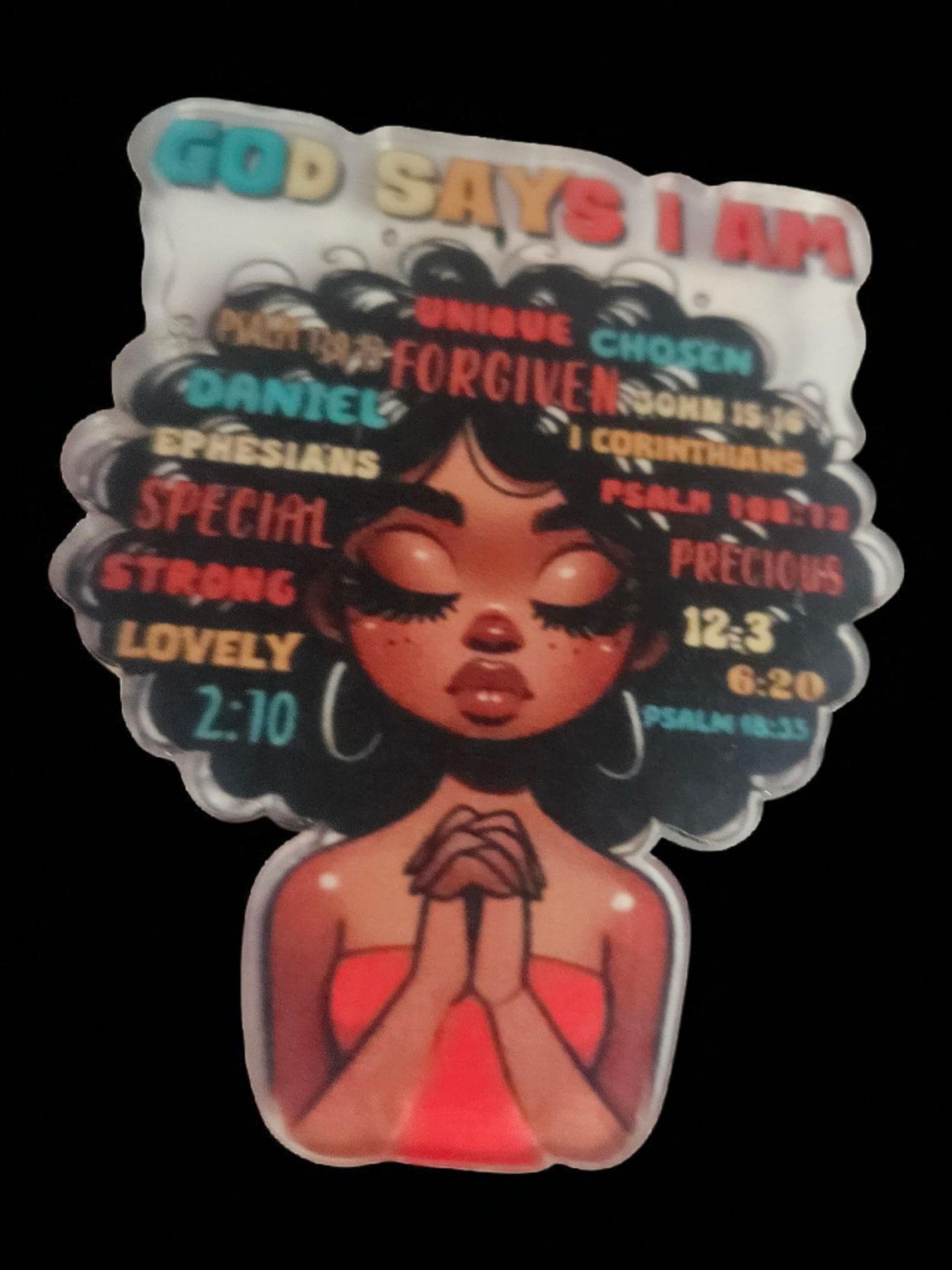 GOD SAYS I AM Afrocentric acrylic Lapel Pin view 2