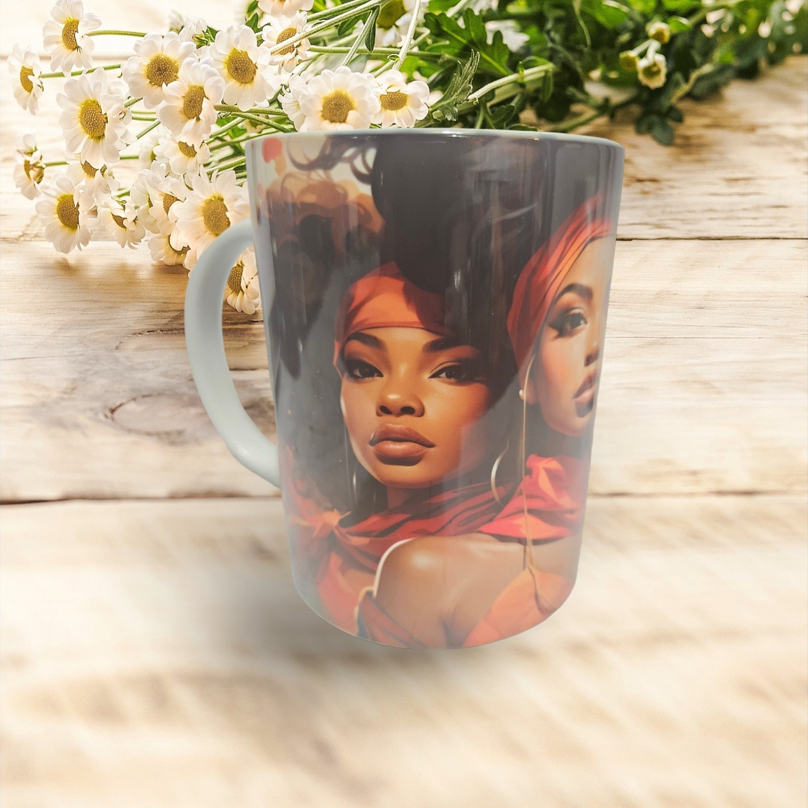 Sip in Style: 3D Afrocentric Elegance Mug - Elevate Your Coffee Experience!", Afro American Coffee Mug,Black Woman Boss,Free coaster view 3