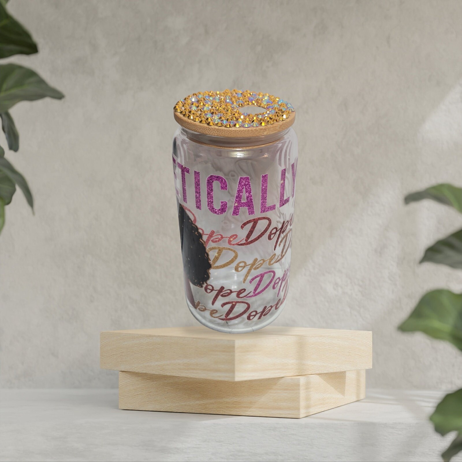 Unapologetically Dope,BeerCan,Glass,Ice Coffee Glass,Housewarming Gift, Afrocentric, Afro,bling view 2