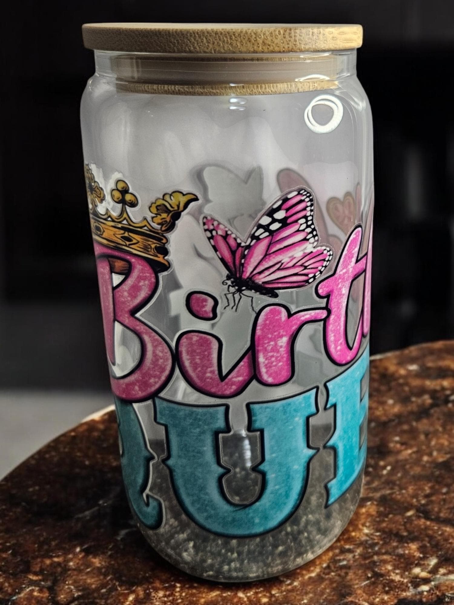 Birthday Queen BeerCan,Glass,Ice Coffee Glass,Housewarming Gift, Afrocentric, Afro