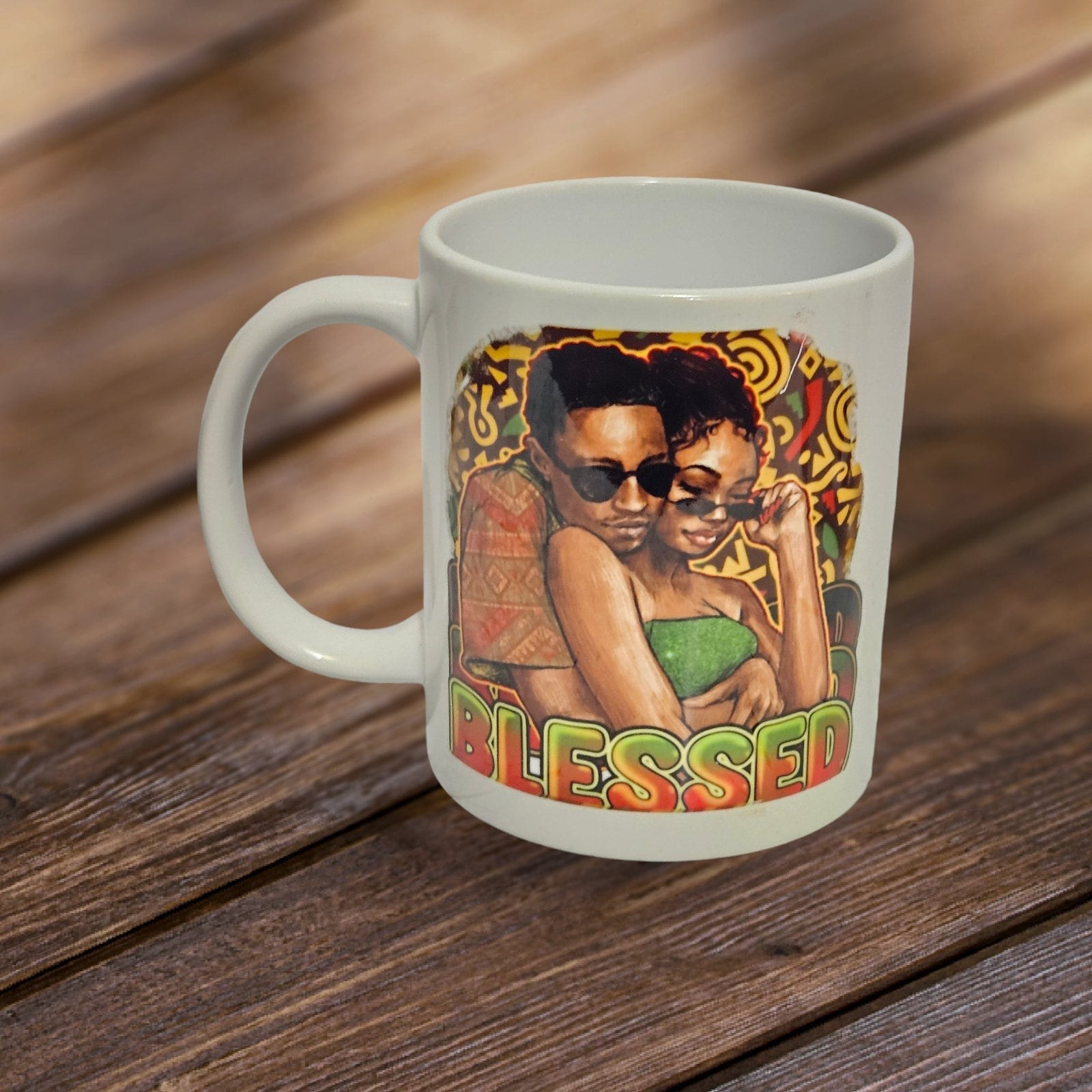 Afrocentric Couple Blessed Coffee Mug, Afro American Coffee Mug,Black Woman Boss,Sublimation view 2