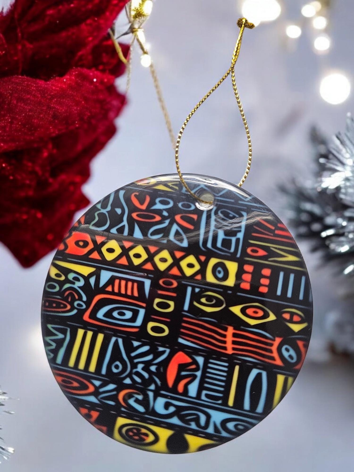 Handcrafted Ceramic Christmas Ornaments - Unique Holiday Decorations Afro American Christmas ornament