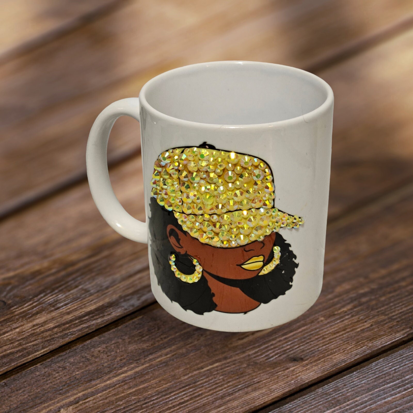 Black Girl Magic Coffee Mug, Melanin Ceramic Mug, Afrocentric Gift for Her, Black Woman Birthday Gift, Handmade Black Queen Mug view 3