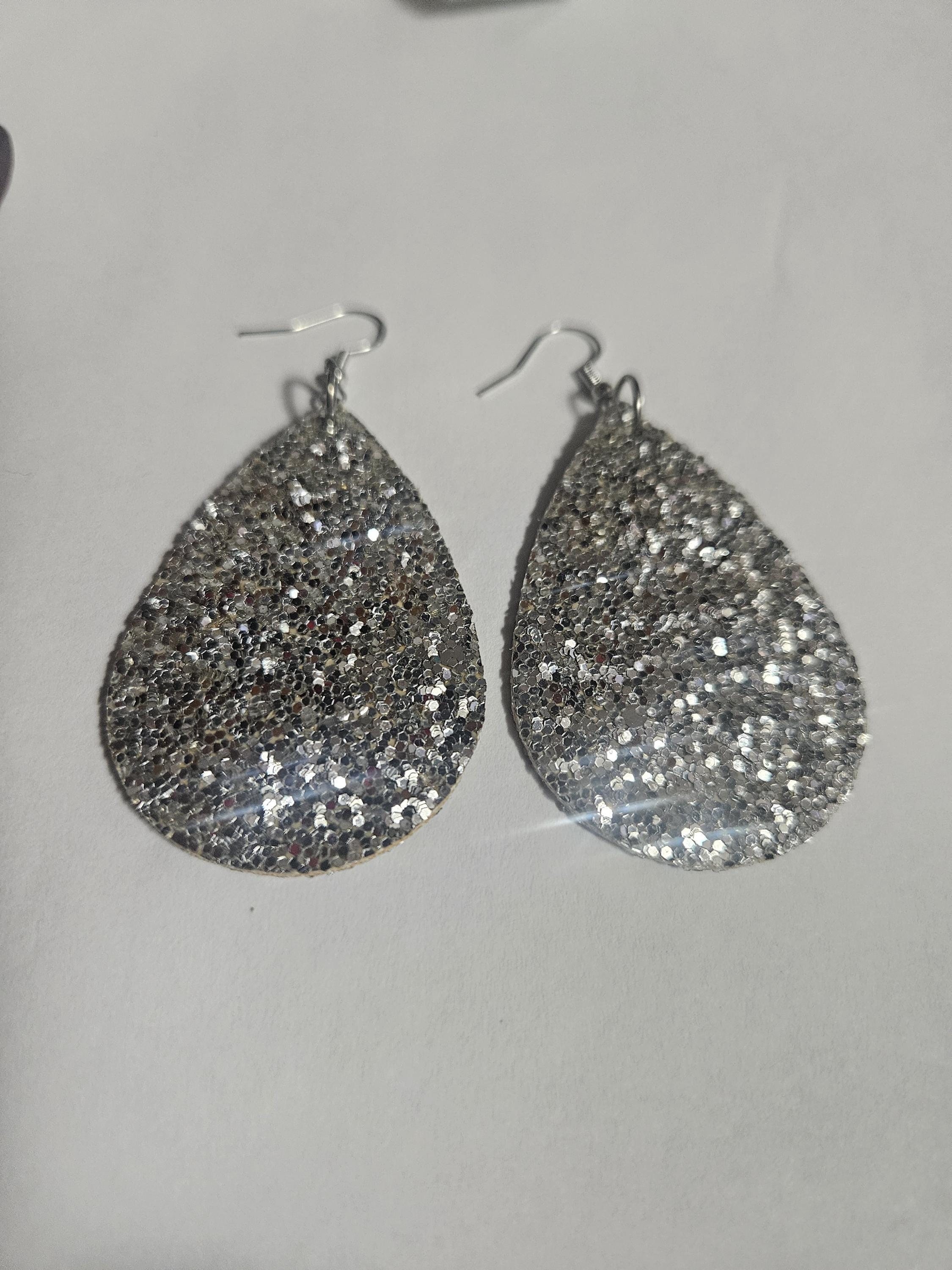 Glitter Tear Drop Earrings view 6