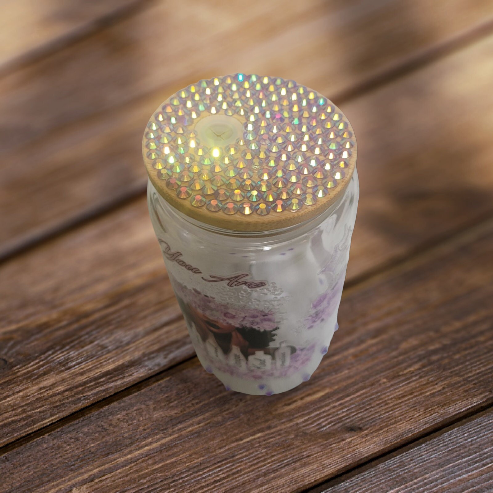 YOU ARE ,BeerCan,Glass,Ice Coffee Glass,Housewarming Gift, Afrocentric, Afro,bling view 2