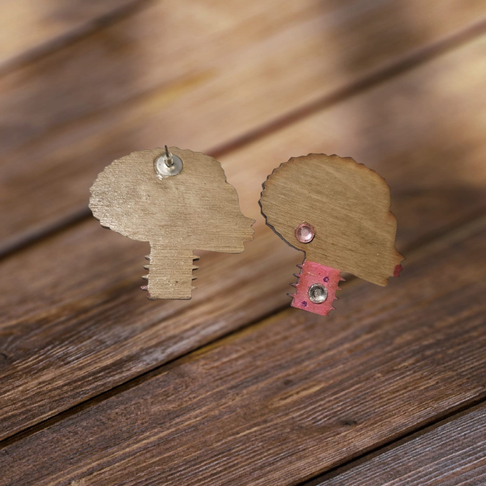 Afrocentric Woman Wood Earrings Africa Wooden Earrings,Post Earrings view 3