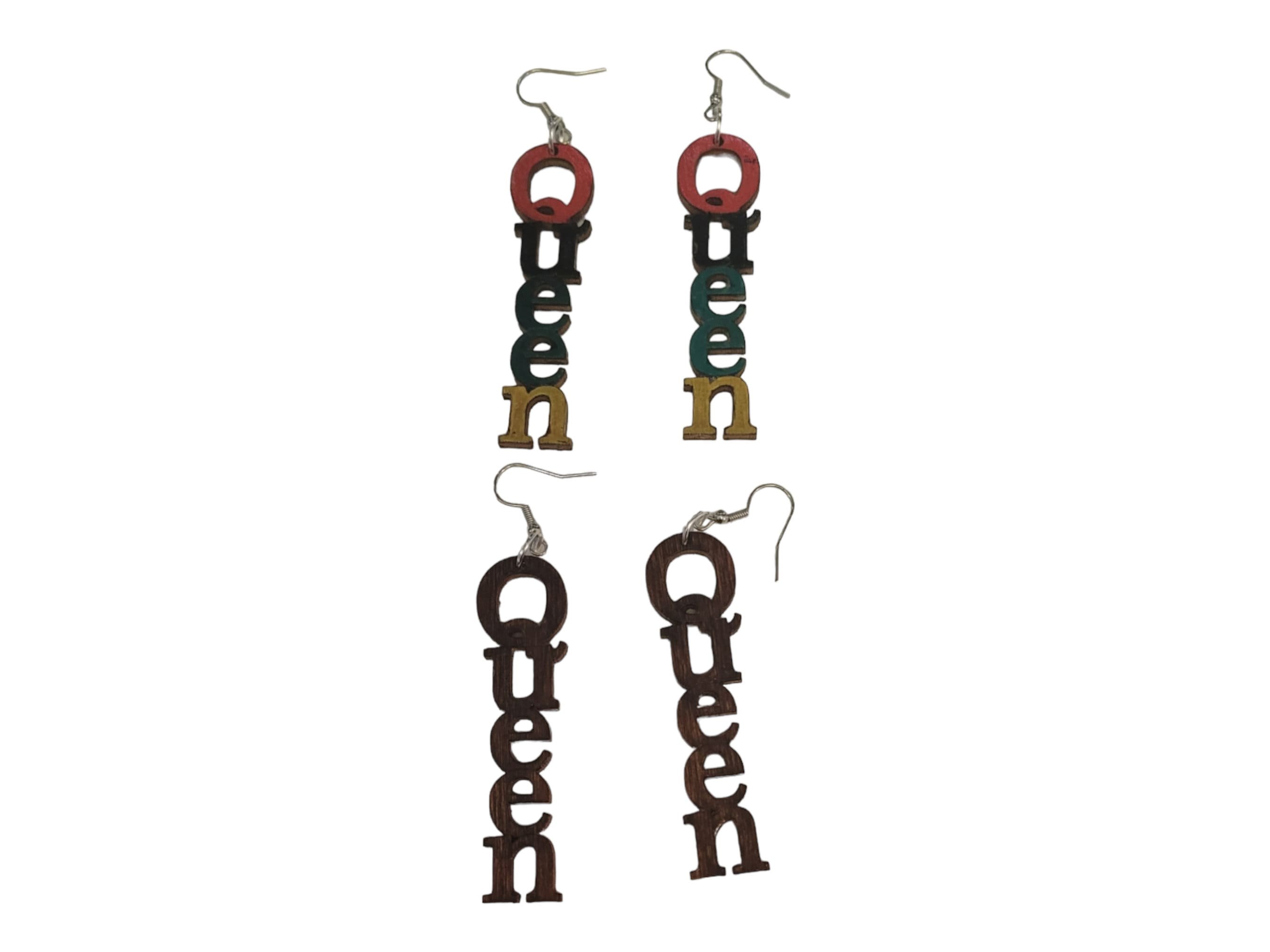 Queen Handpainted Wood Earrings view 3