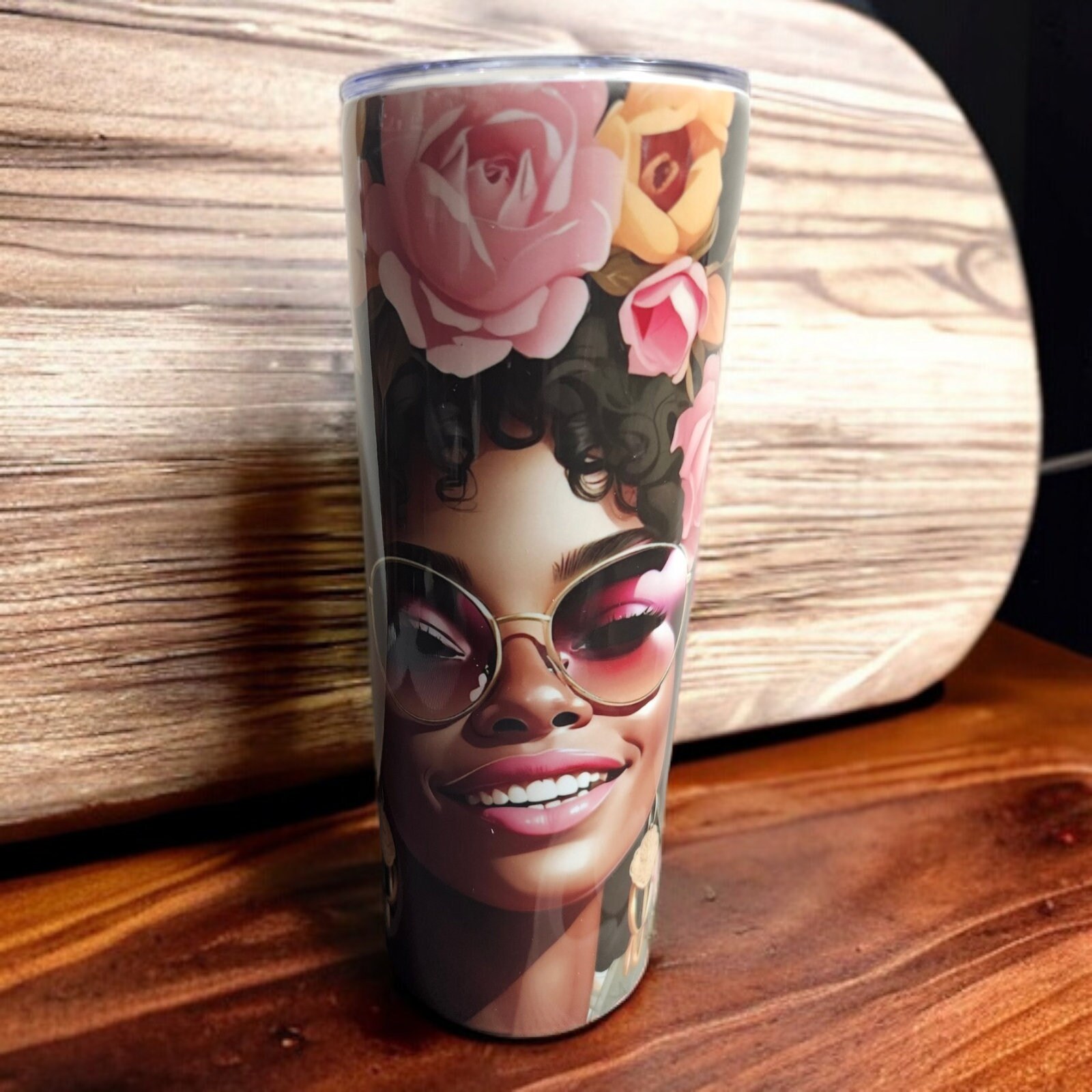 CHAIN Purse Floral Majesty Afrocentric Tumbler,Afrocentric Woman 20oz Tumbler view 2
