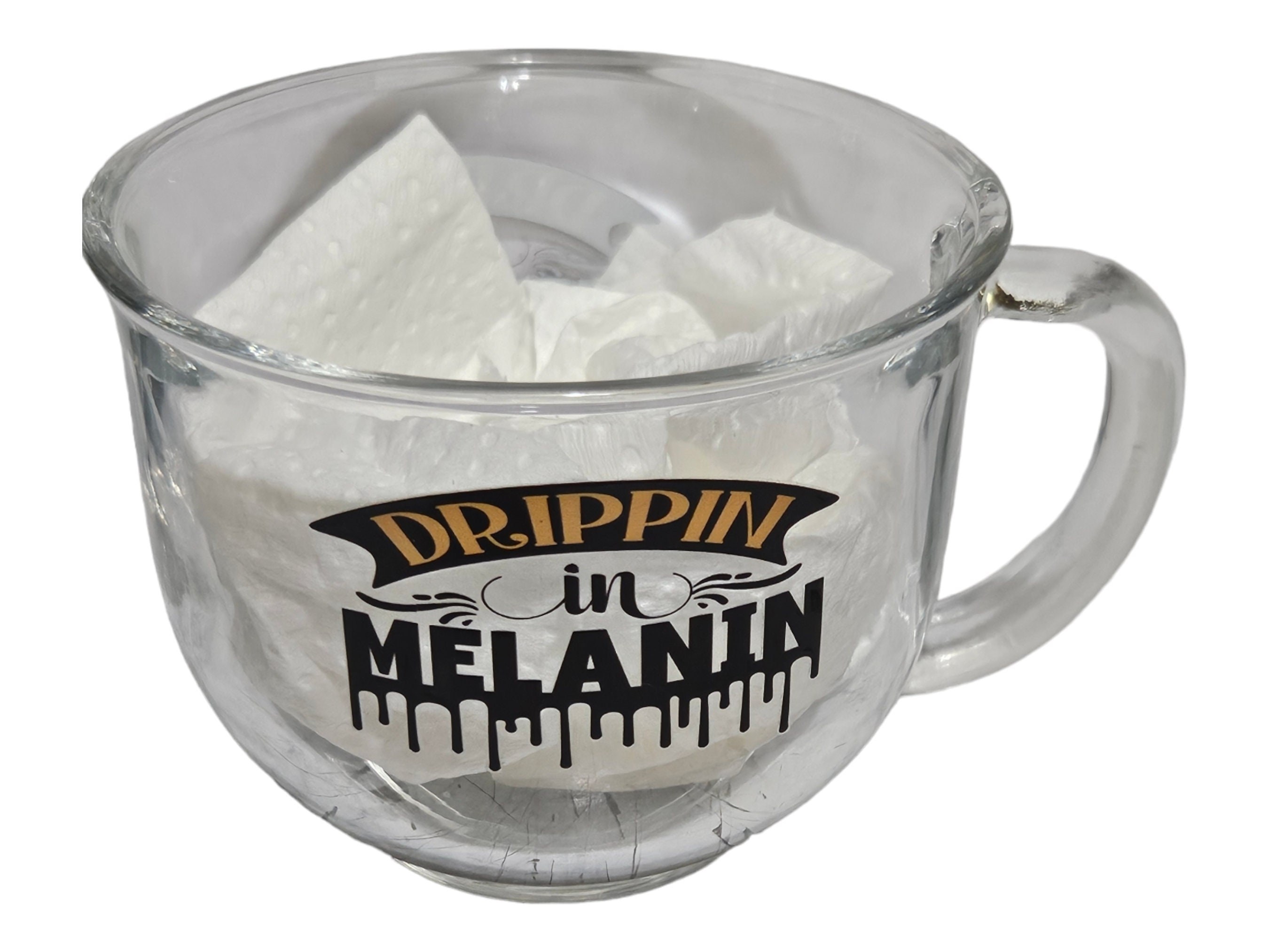 DRIPPING IN MELANIN Afrocentric Glass Coffee Cup view 2