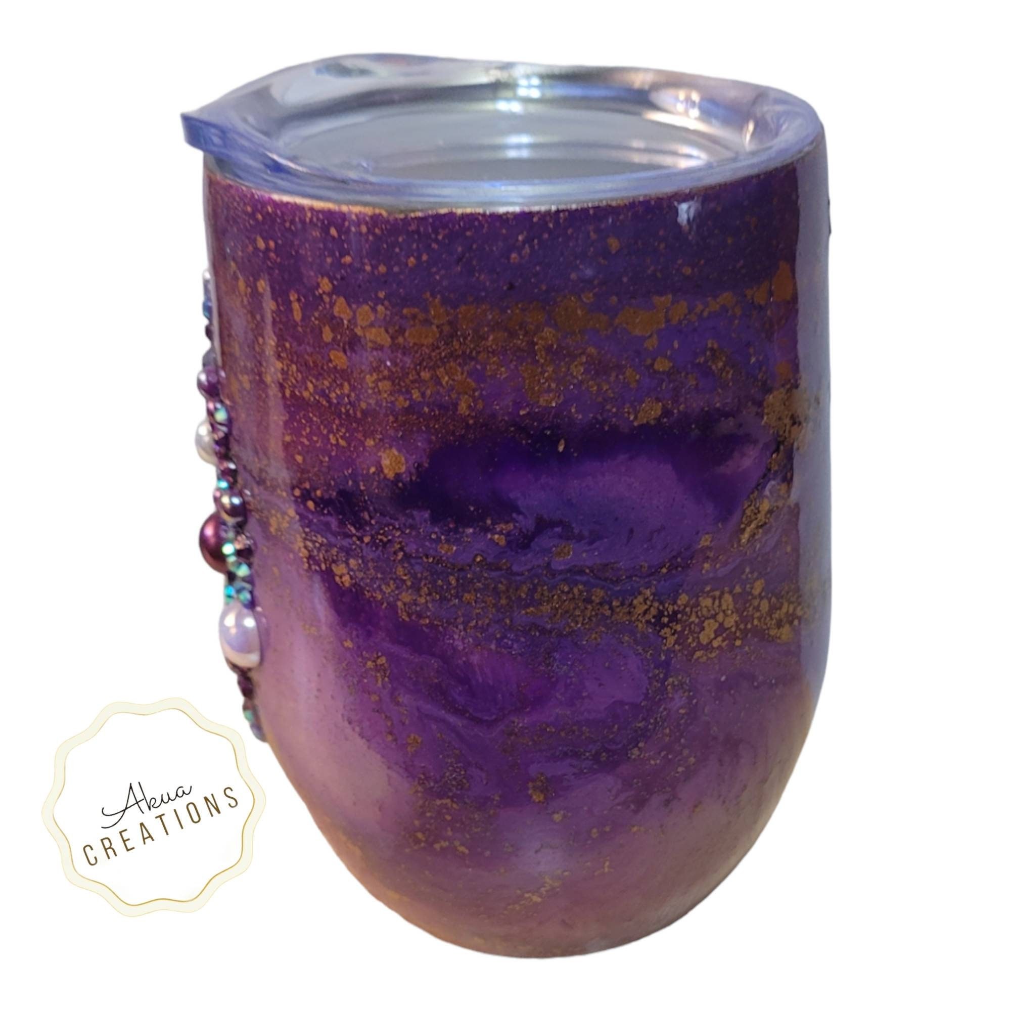 Bling Stemless Wine Tumbler, Rhinestone Insulated Wine Cup 20oz, Glitter Wine Tumbler, Black Woman Birthday Gift, Custom Melanin Tumbler view 4