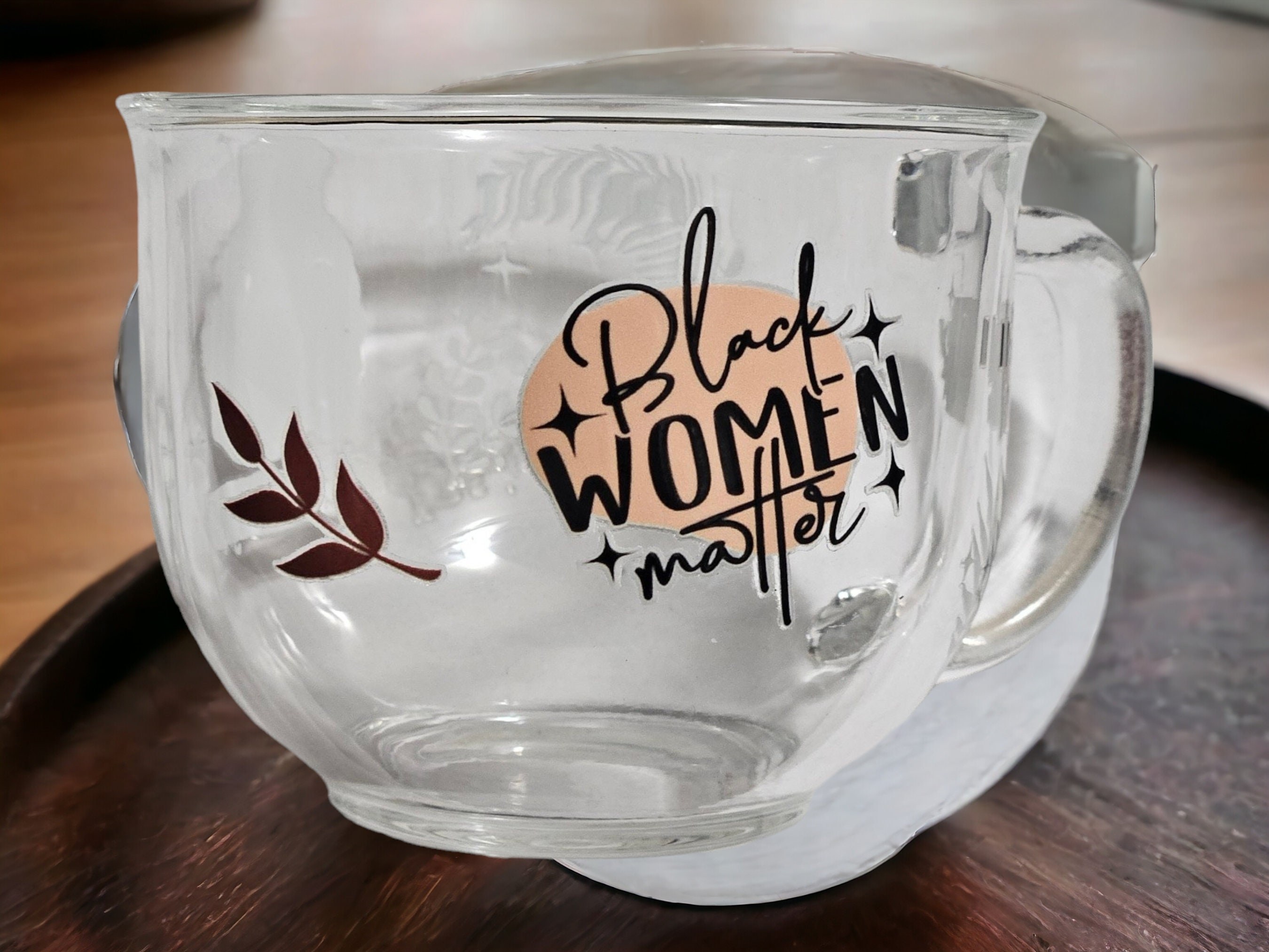 Affimation Afrocentric Glass Coffee Cup,Black Girl Magic,Glass Coffee mug view 4
