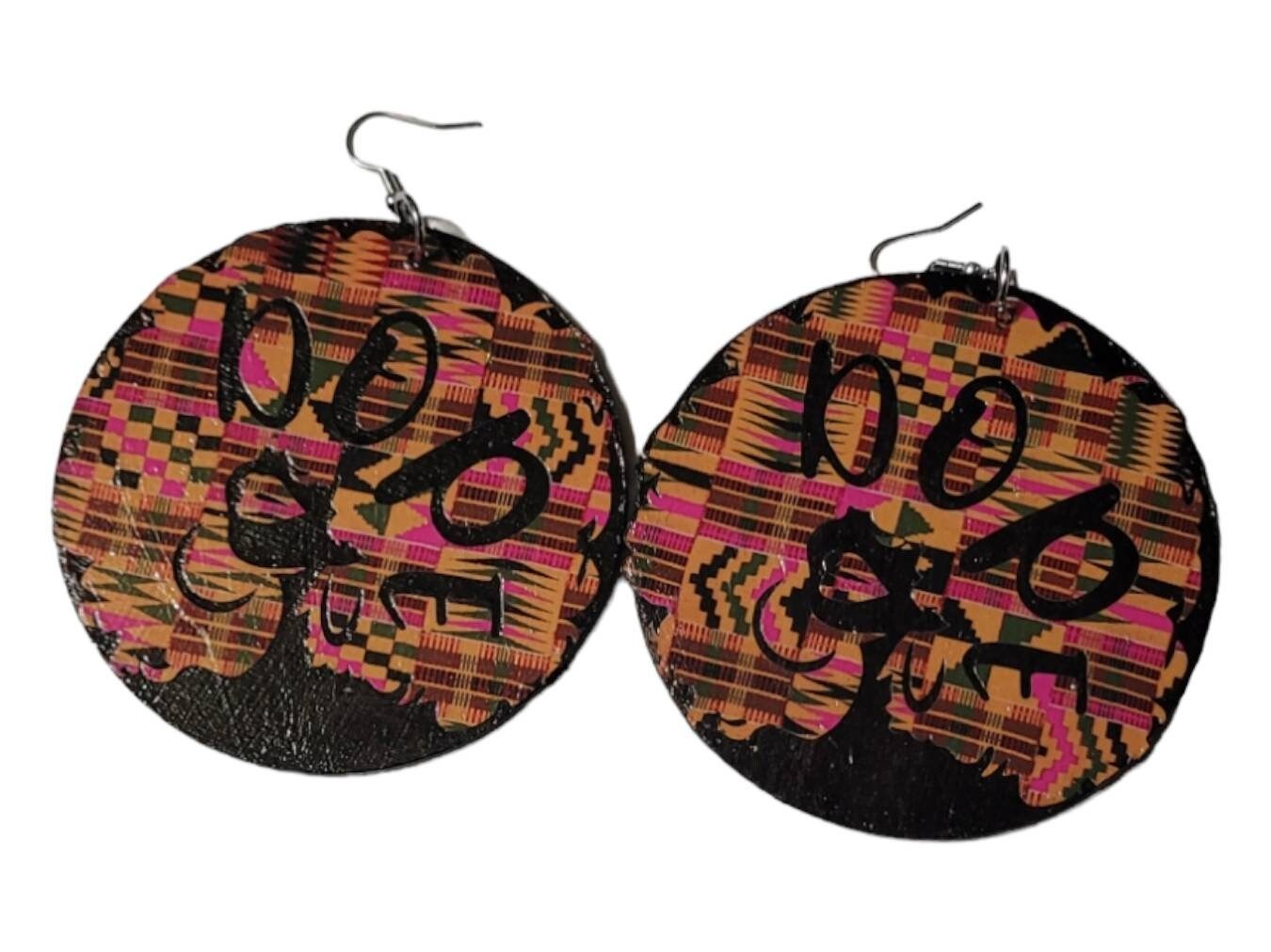 Dope woman wood Earrings ,Afrocentric Statement Earrings,Oversize Earrings