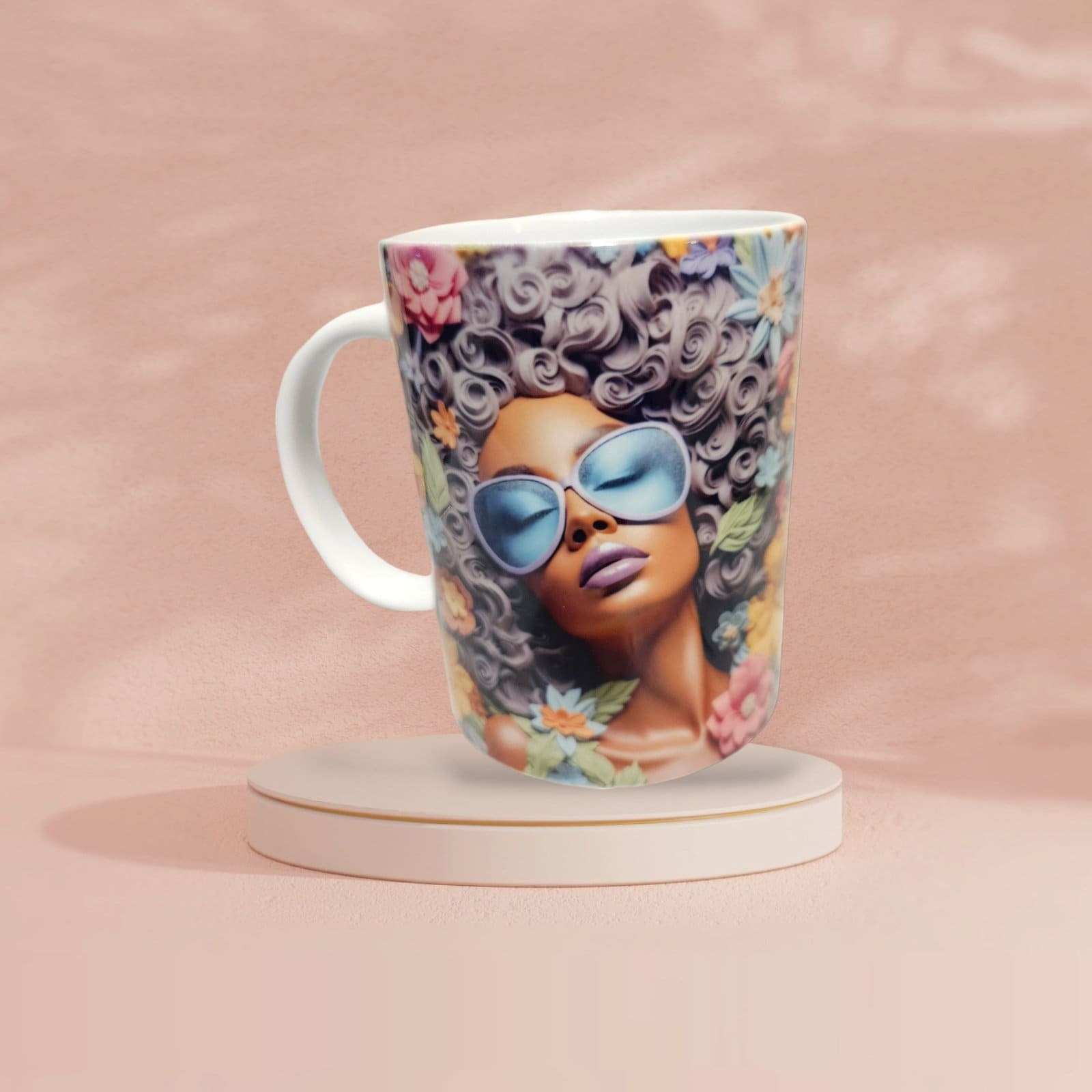 Sip in Style: 3D Afrocentric Elegance Mug - Elevate Your Coffee Experience!", Afro American Coffee Mug,Black Woman Free Matching Coaster