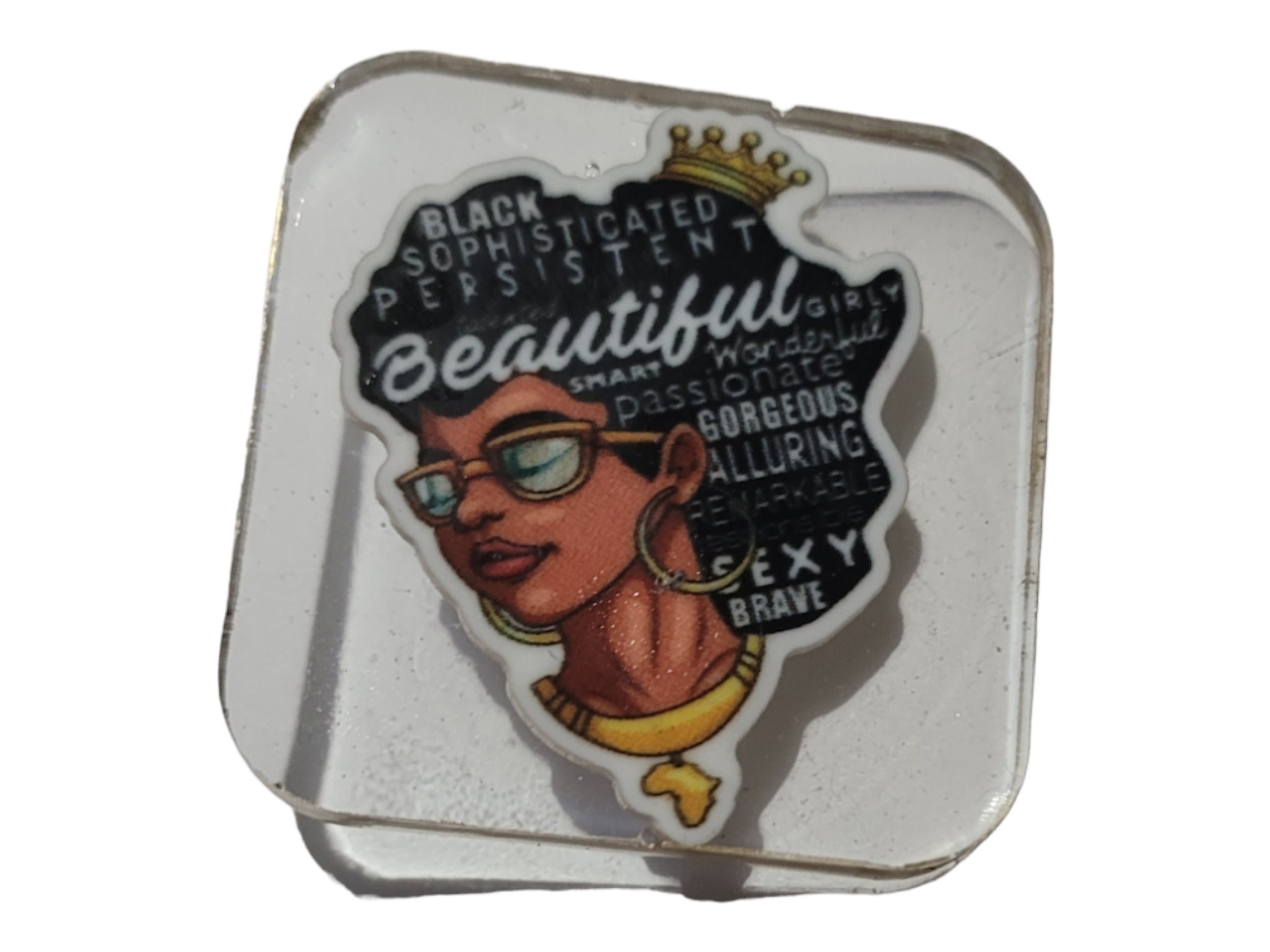 Black and Beautiful Afrocentric Resin Lapel Pin