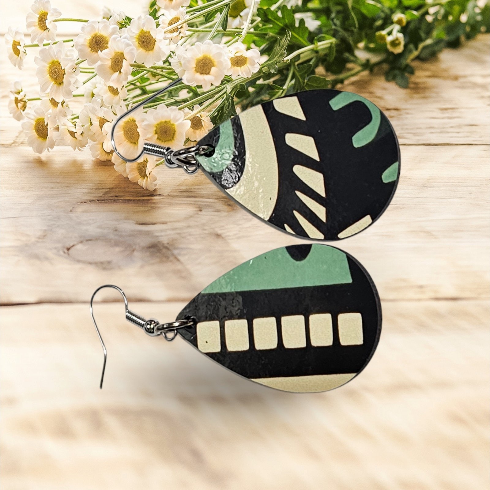 Afrocentric earrings, African prints Black Girl Magic, Tear drop Earrings
