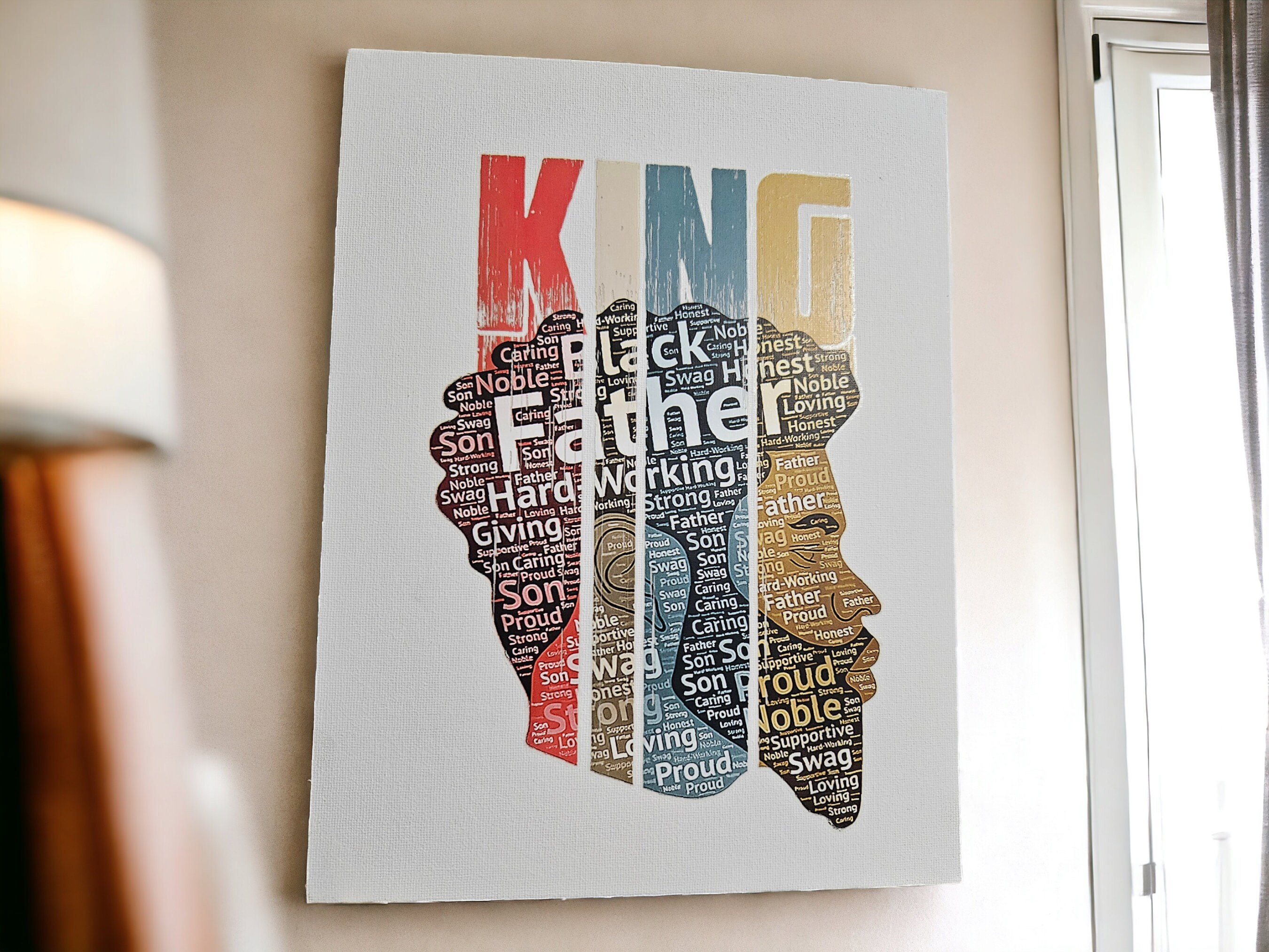 Afrocentric canvas Art,Black King A celebration of identity and love view 2
