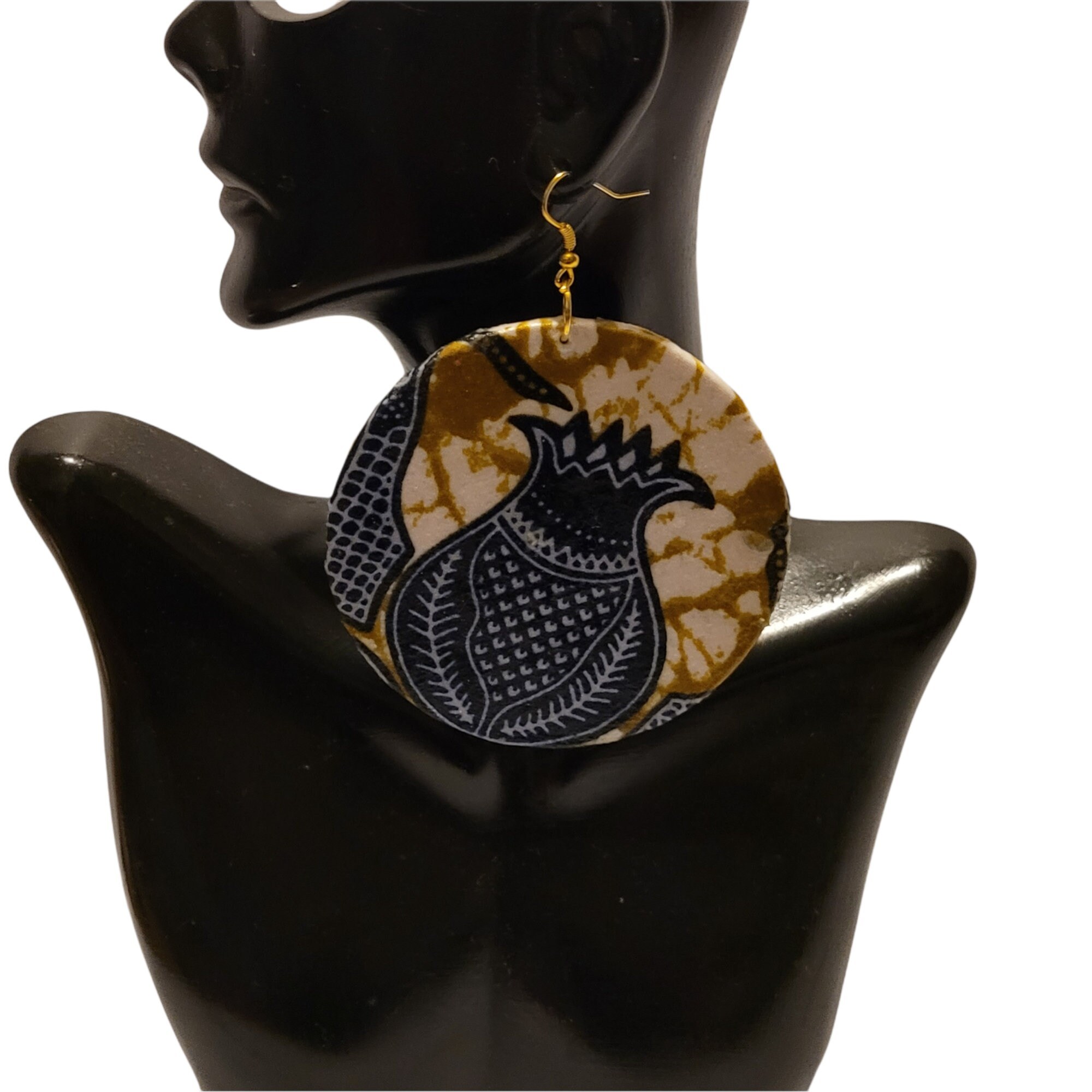 Afrocentric Fabric and wood Earrings