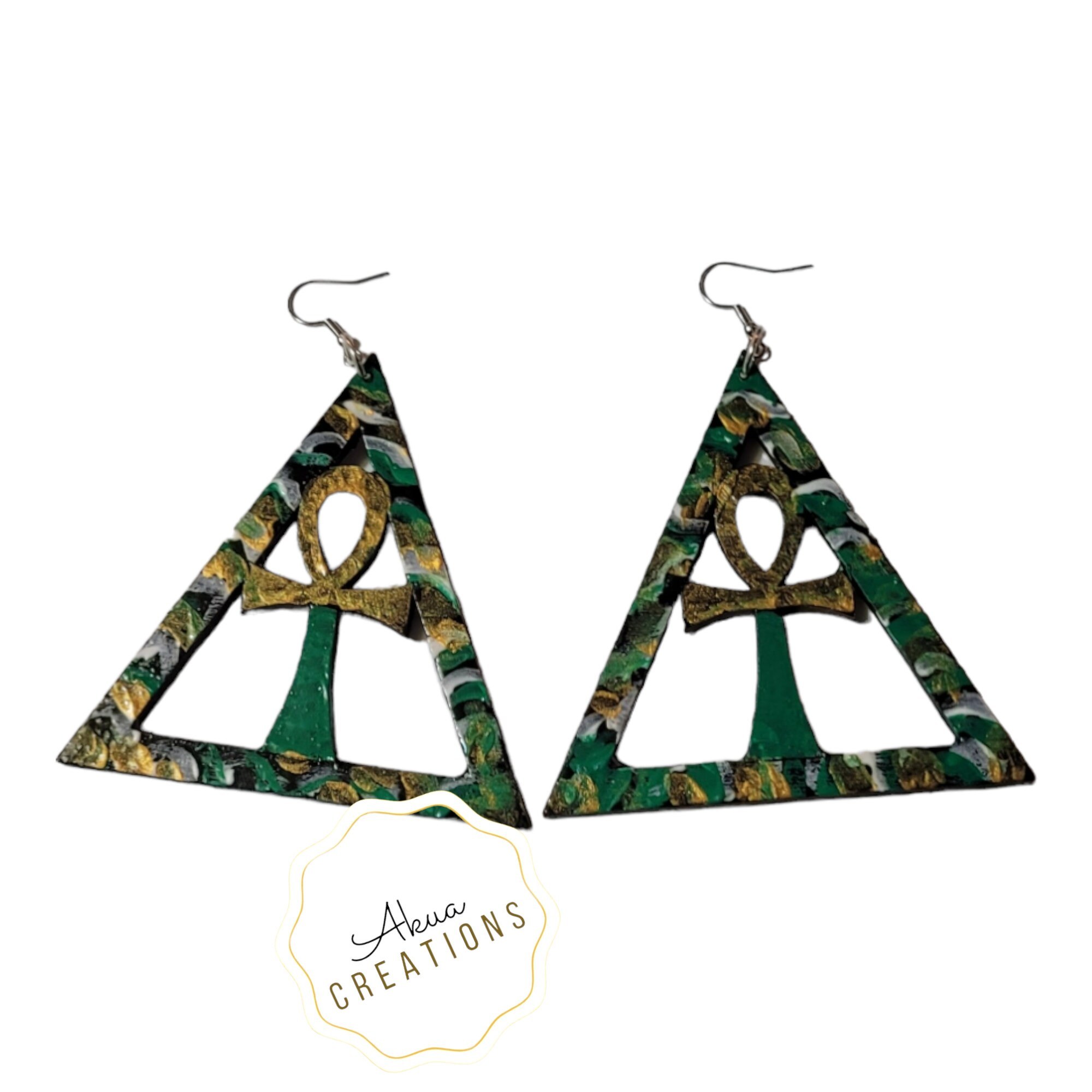 Ankh Wood Earrings,Afrocentric Earrings