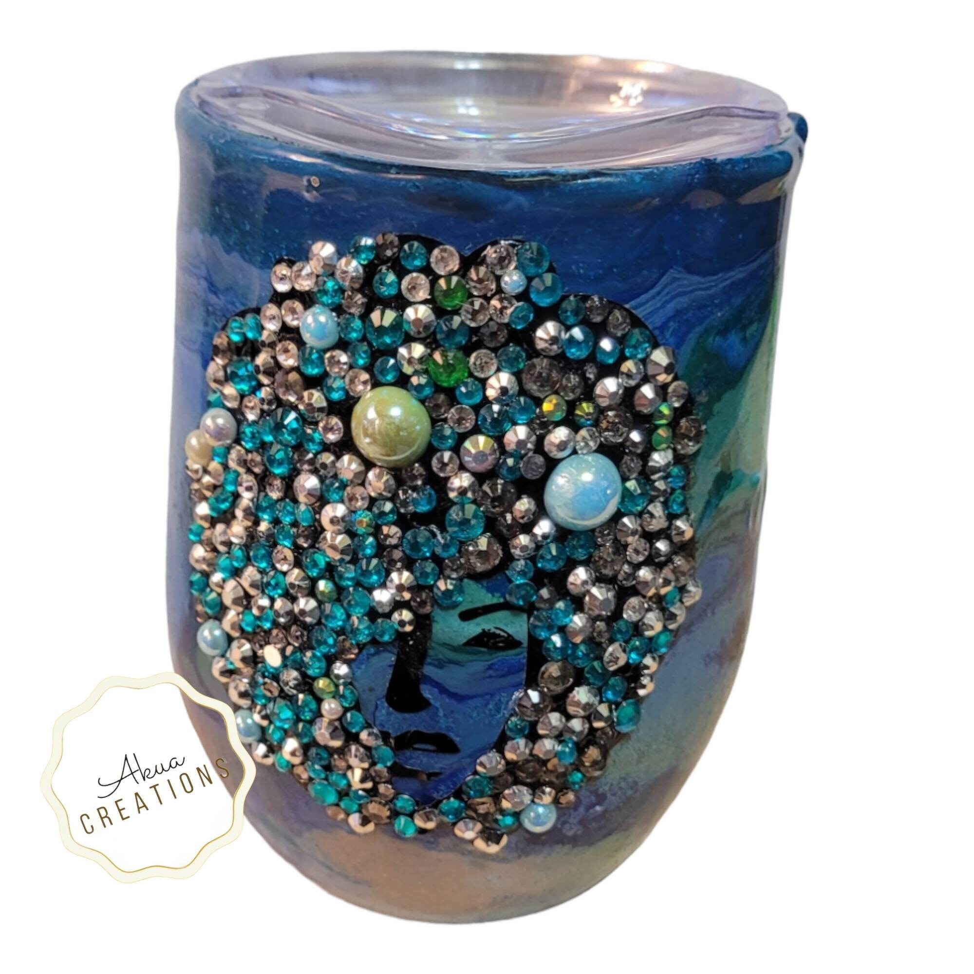 Bling and alcohol ink Wine Tumbers Rhinestone-Hot or Cold