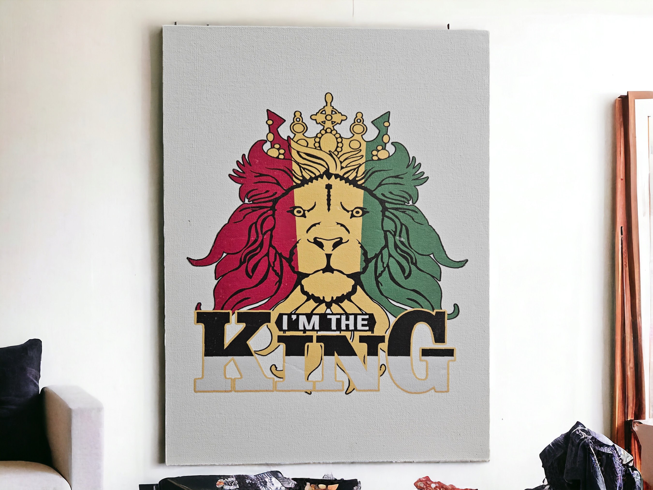 Afrocentric canvas Art,KING A celebration of identity and love,Black King view 2