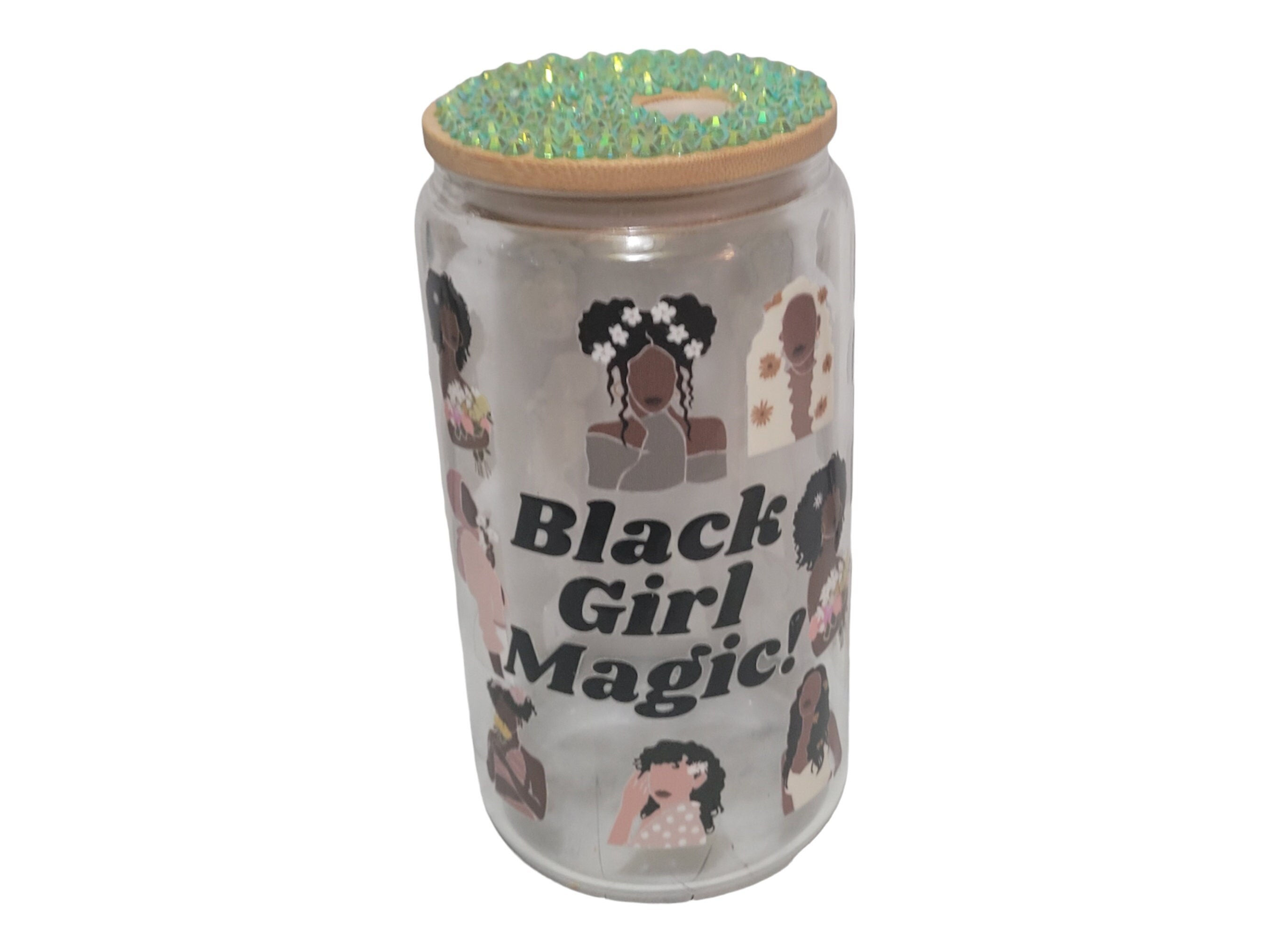 Black Girl Magic ,BeerCan,Glass,Ice Coffee Glass,Housewarming Gift, Afrocentric, Afro