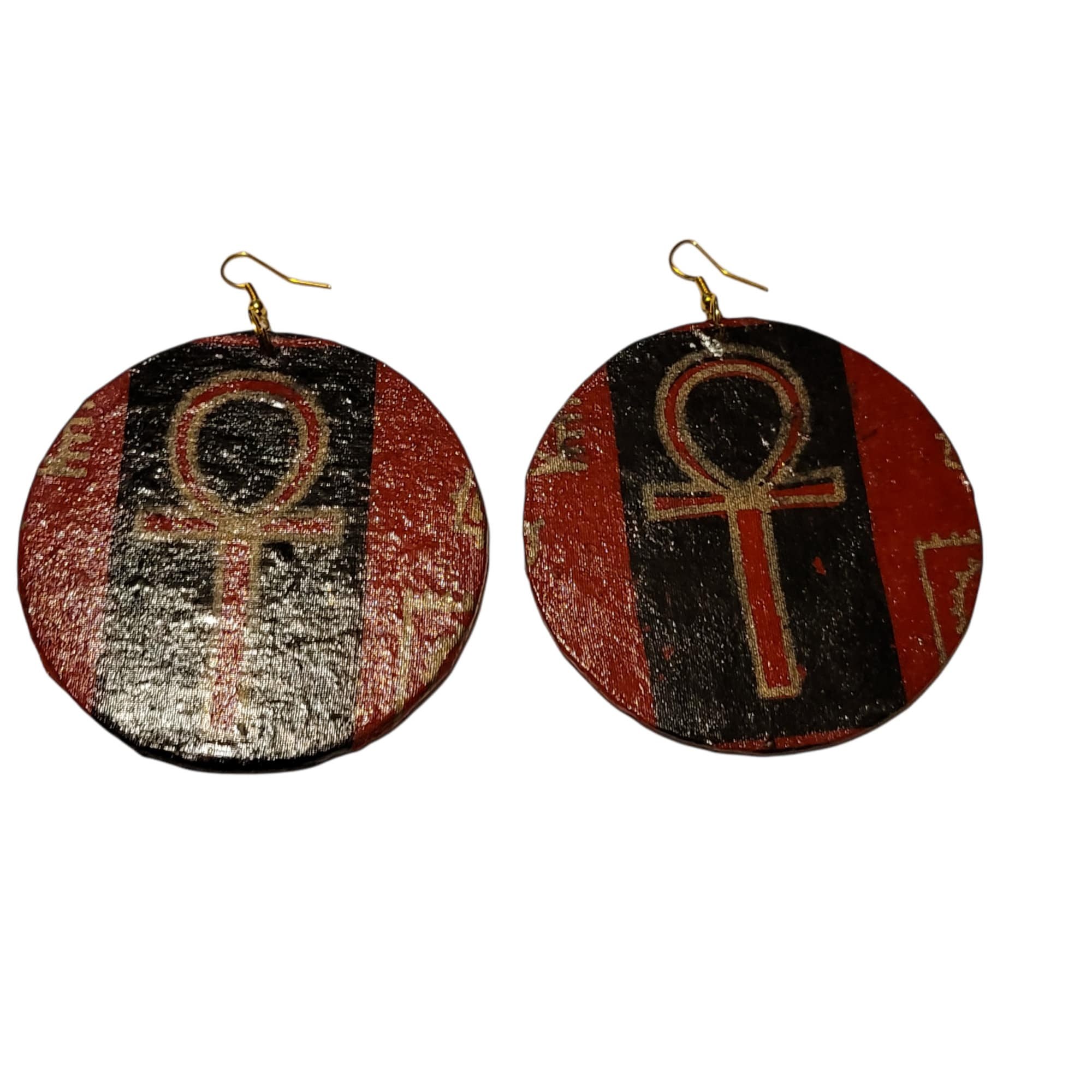 Afrocentric Fabric and wood Earrings view 2