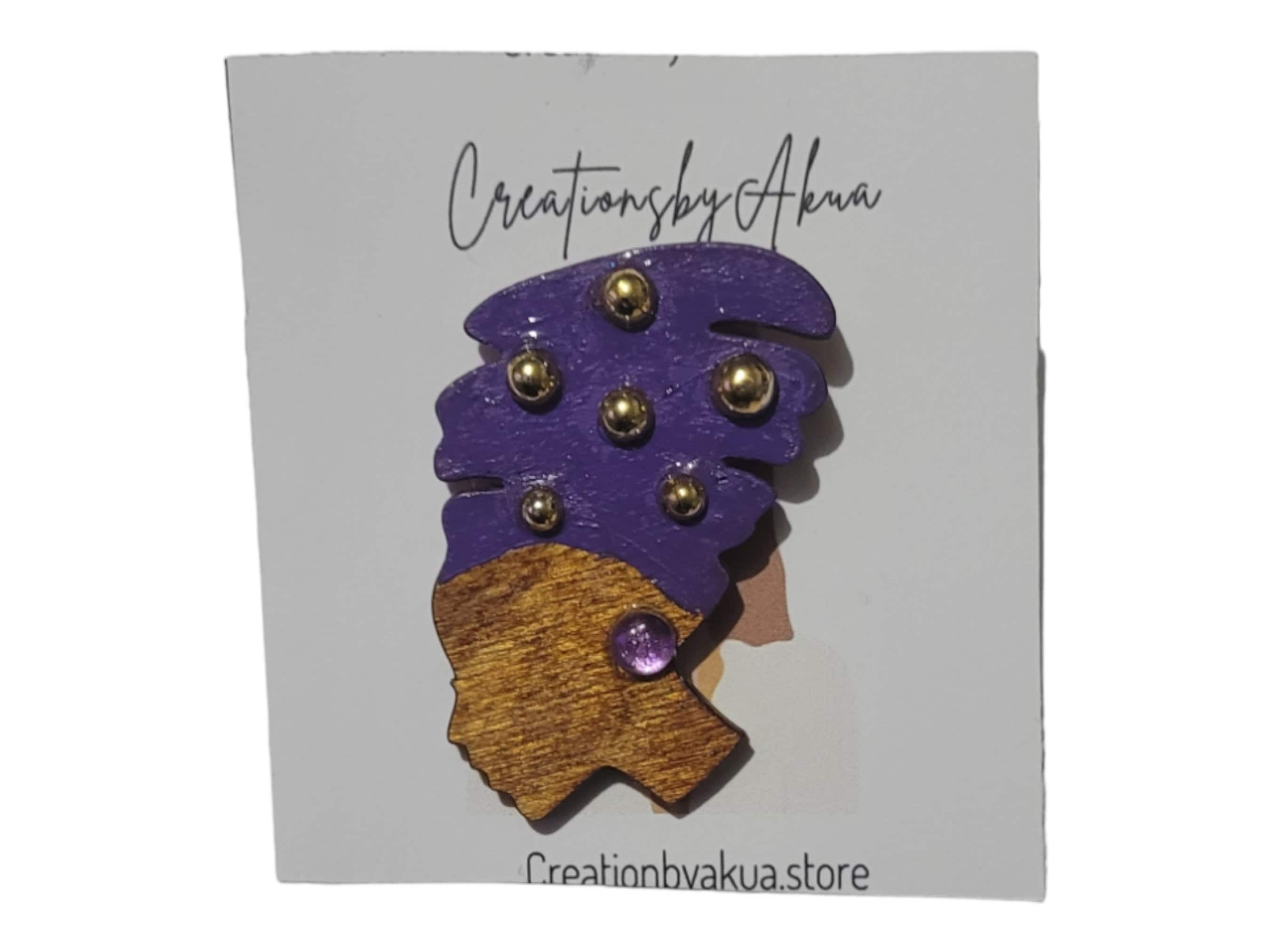 Afrocentric Queen Wood Lapel Pin