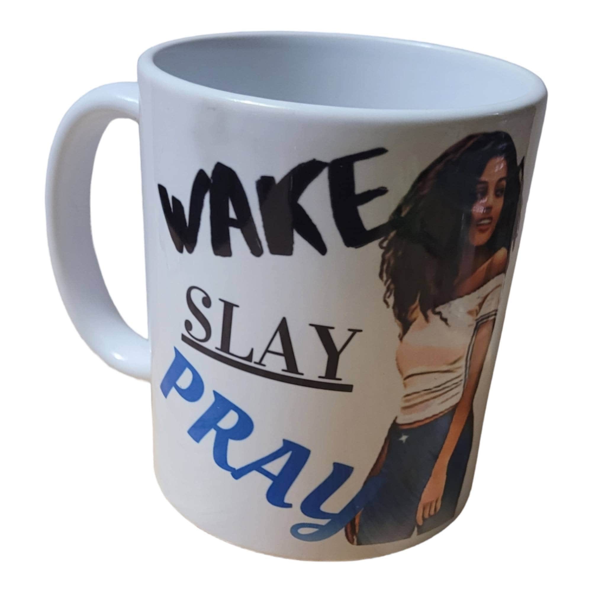 Wake,slay,pray ,Afrocentric Coffee Mug, Afro American Coffee Mug,Black Woman Boss
